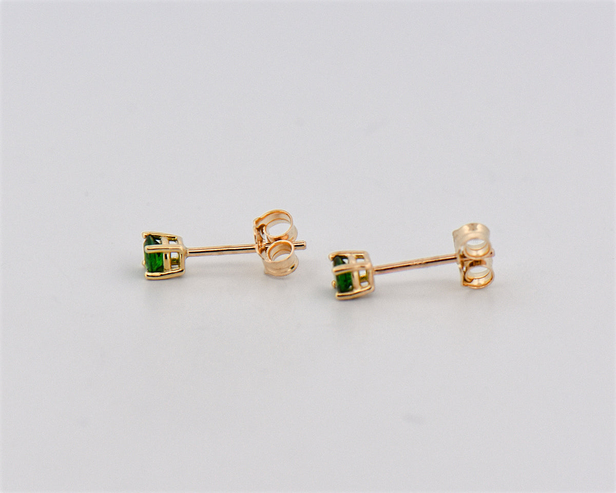 Dainty Tsavorite Stud Earrings - Top Quality
