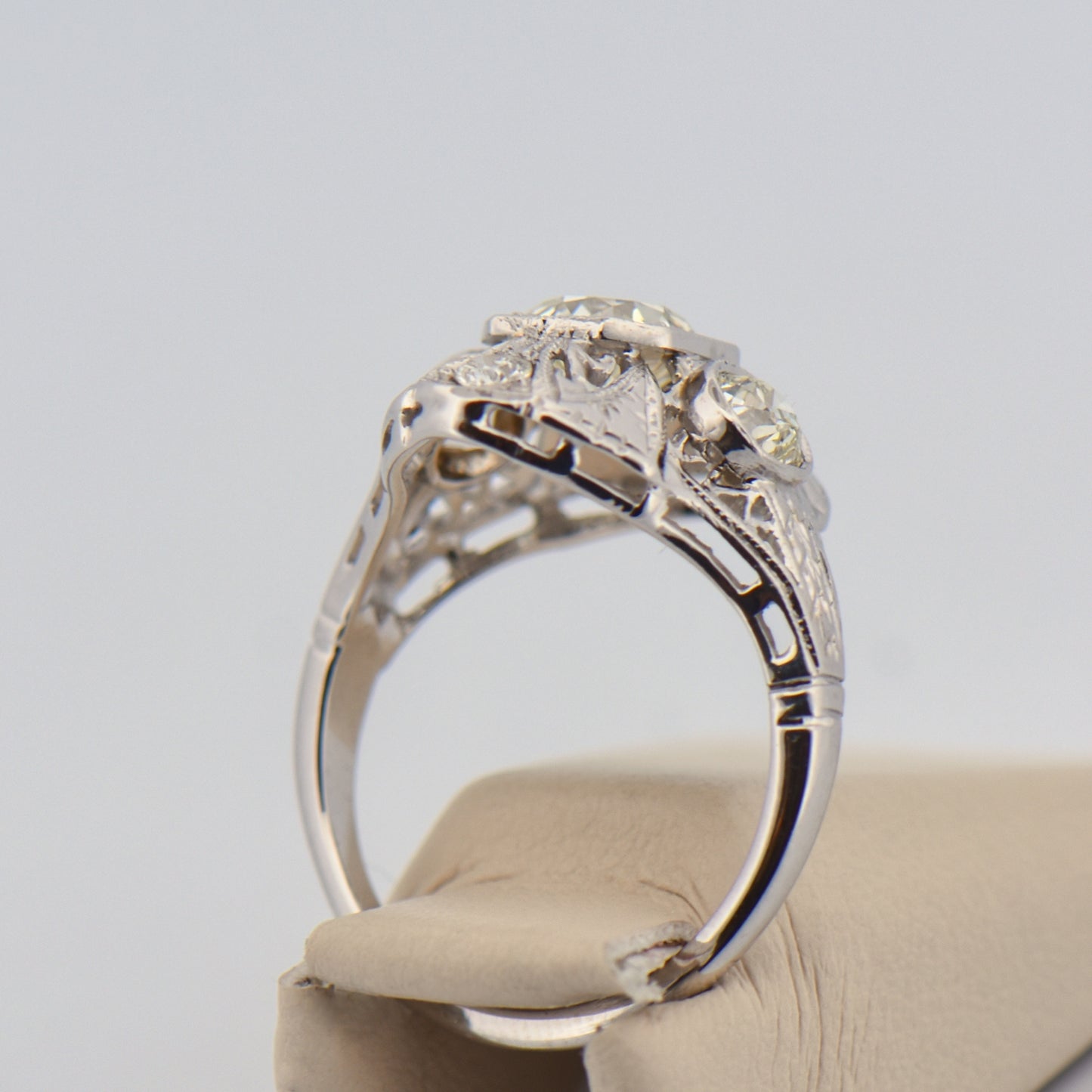 Art Deco Diamond Dinner Ring in White Gold