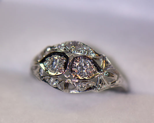 Art Deco Diamond Dinner Ring in White Gold
