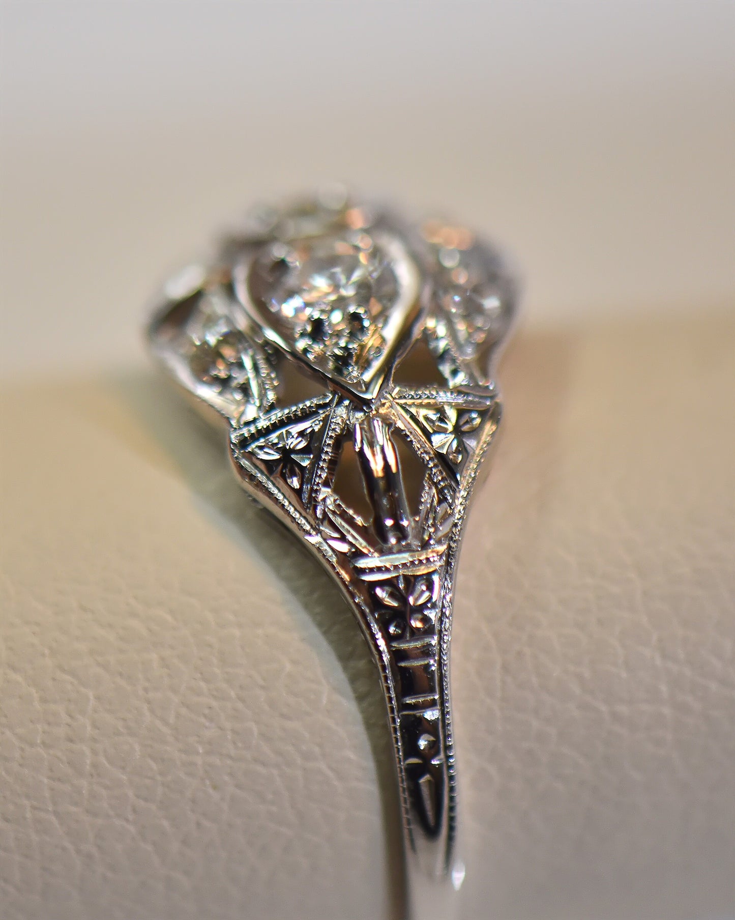 Art Deco Diamond Dinner Ring in White Gold