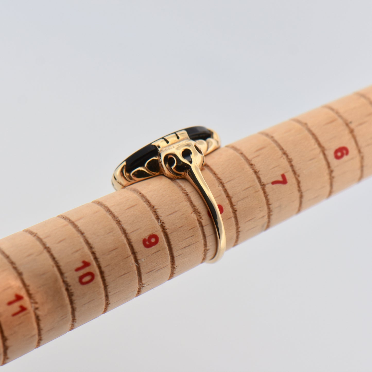 Deco Oval Tablet Onyx Ring with Diamond Center
