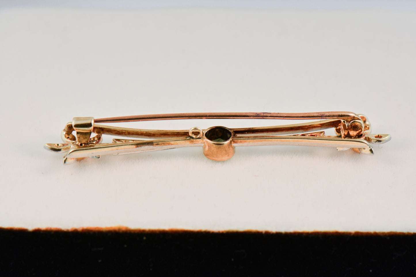 Antique Russian Demantoid & Rose Cut Diamond Bar Pin Brooch