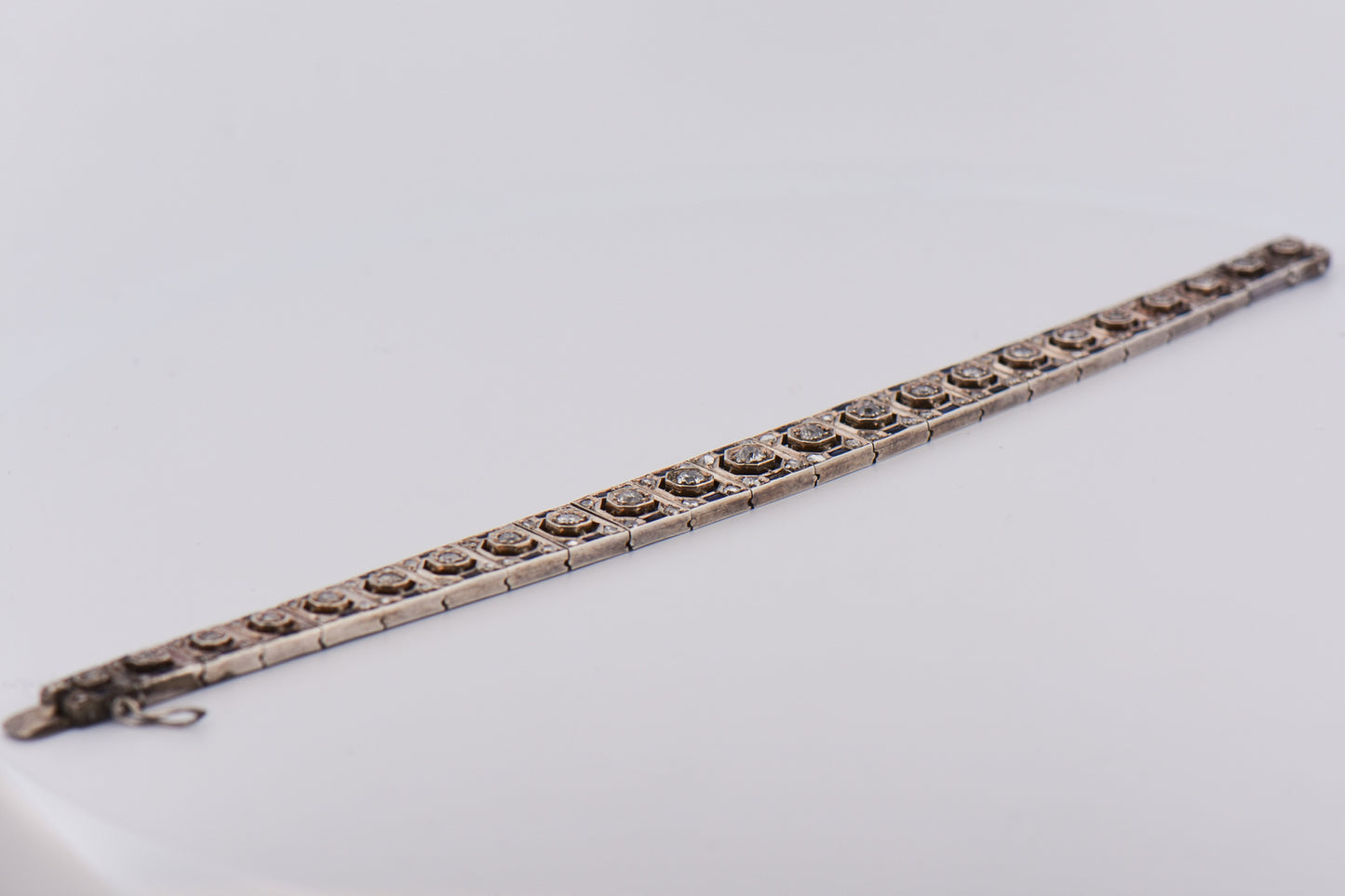 Art Deco Sterling Silver Bracelet with Synthetic Sapphires