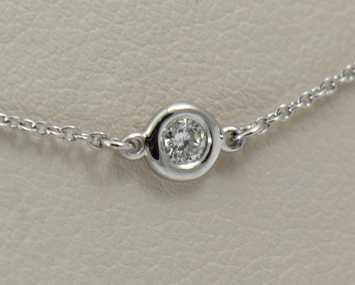 Bezel Set Diamond Station Necklaces in White, Yellow or Rose Gold