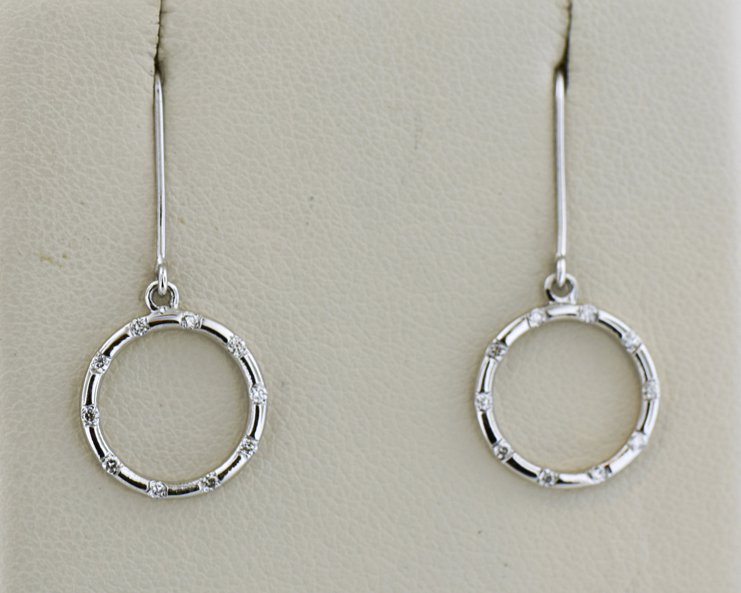 Modern White Gold Diamond Circle Dangle Earrings