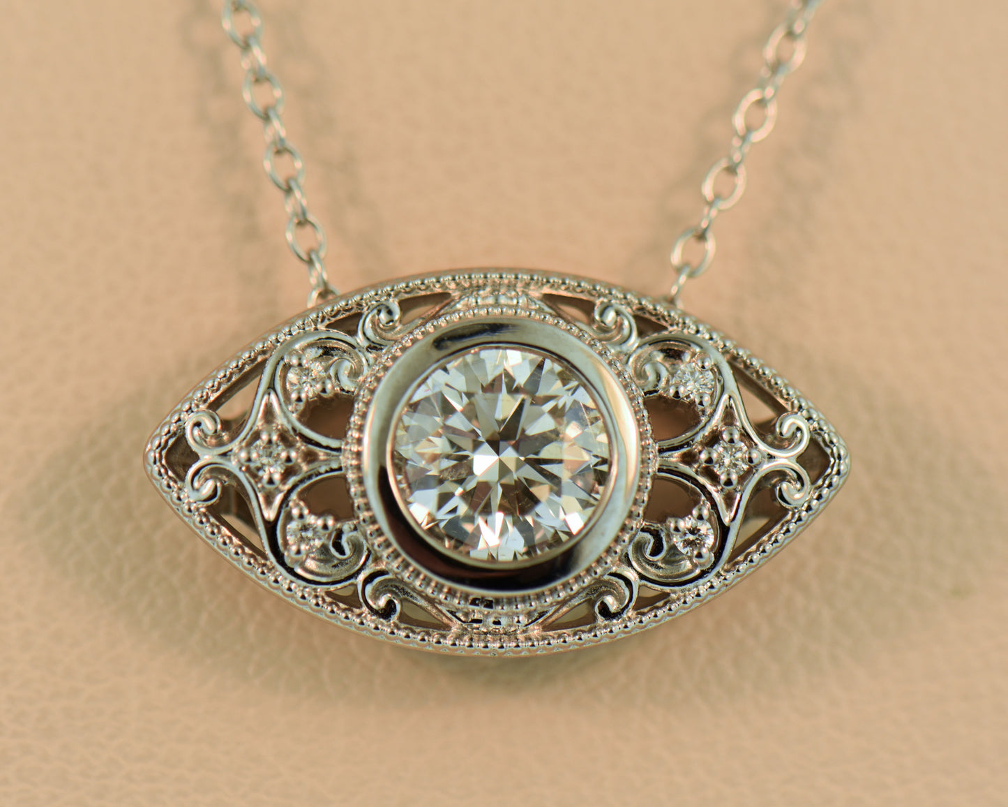 Diamond Eye Necklace with 1ct Center Diamond