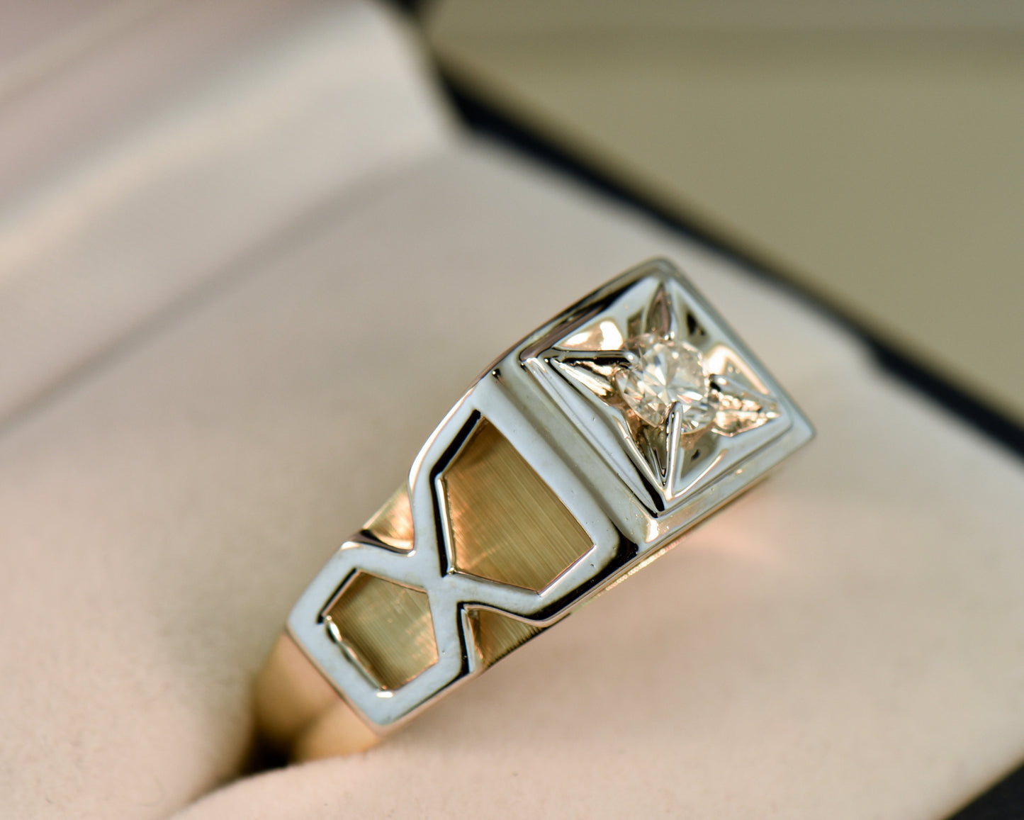 Mid-Century Gent's Two-Tone Diamond Ring