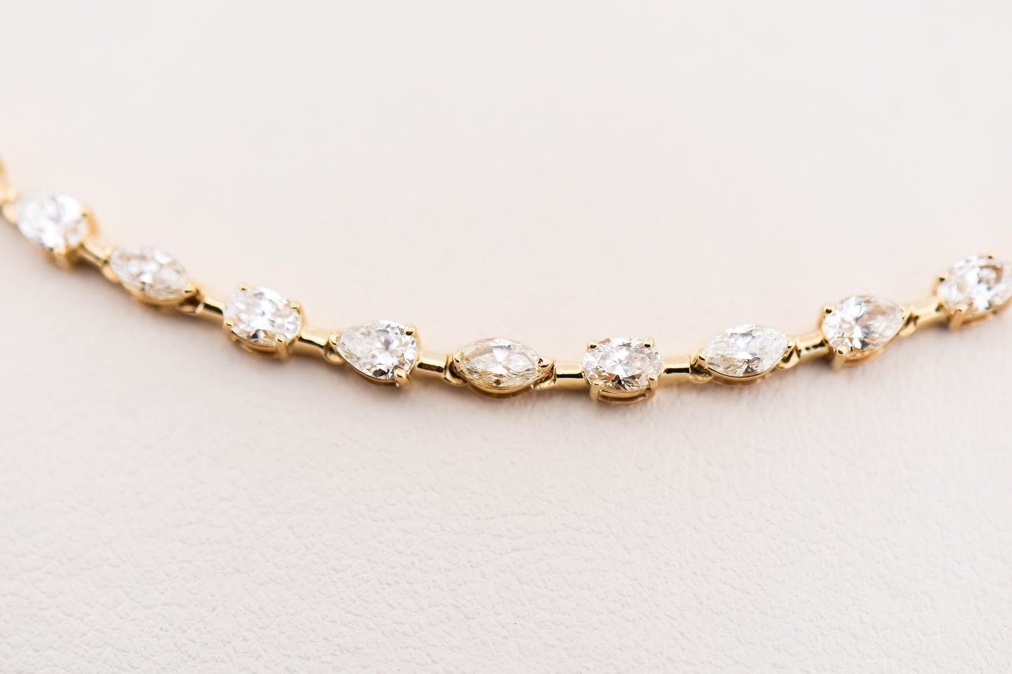 Diamond "Half Riviera" Necklace Set with Fancy Shaped Diamonds in Yellow Gold