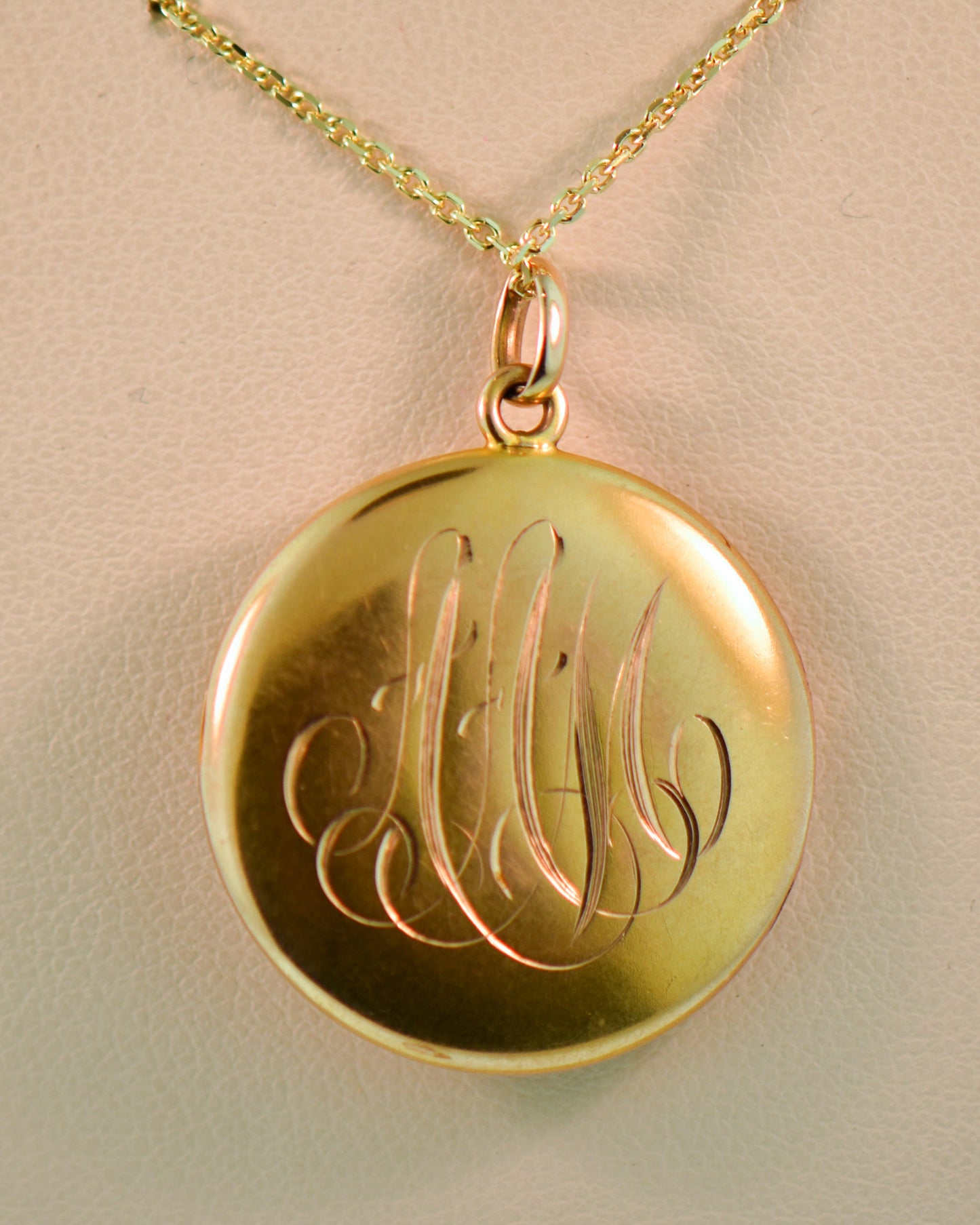 Antique Gold Locket with Diamond & Engraving Circa 1900