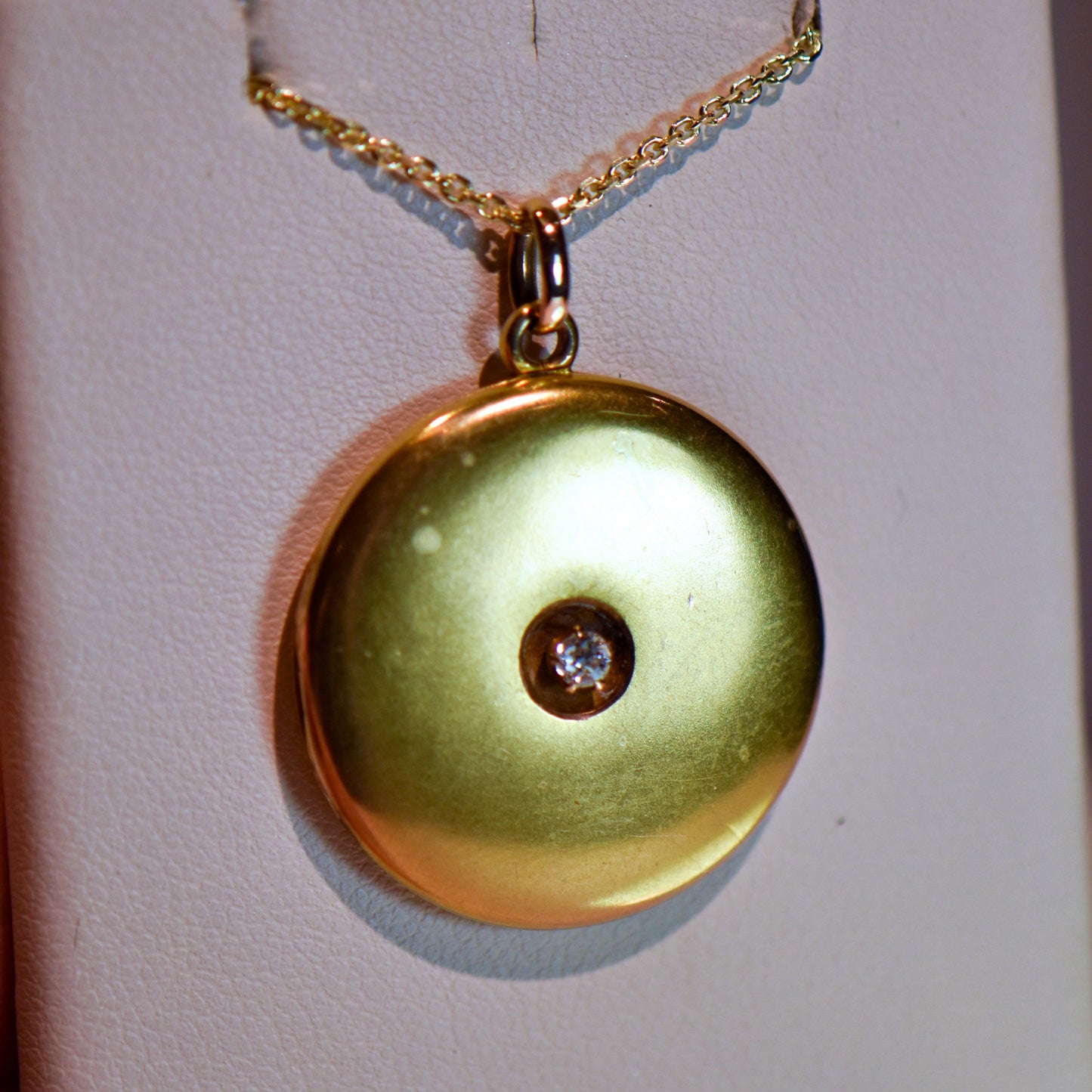Antique Gold Locket with Diamond & Engraving Circa 1900