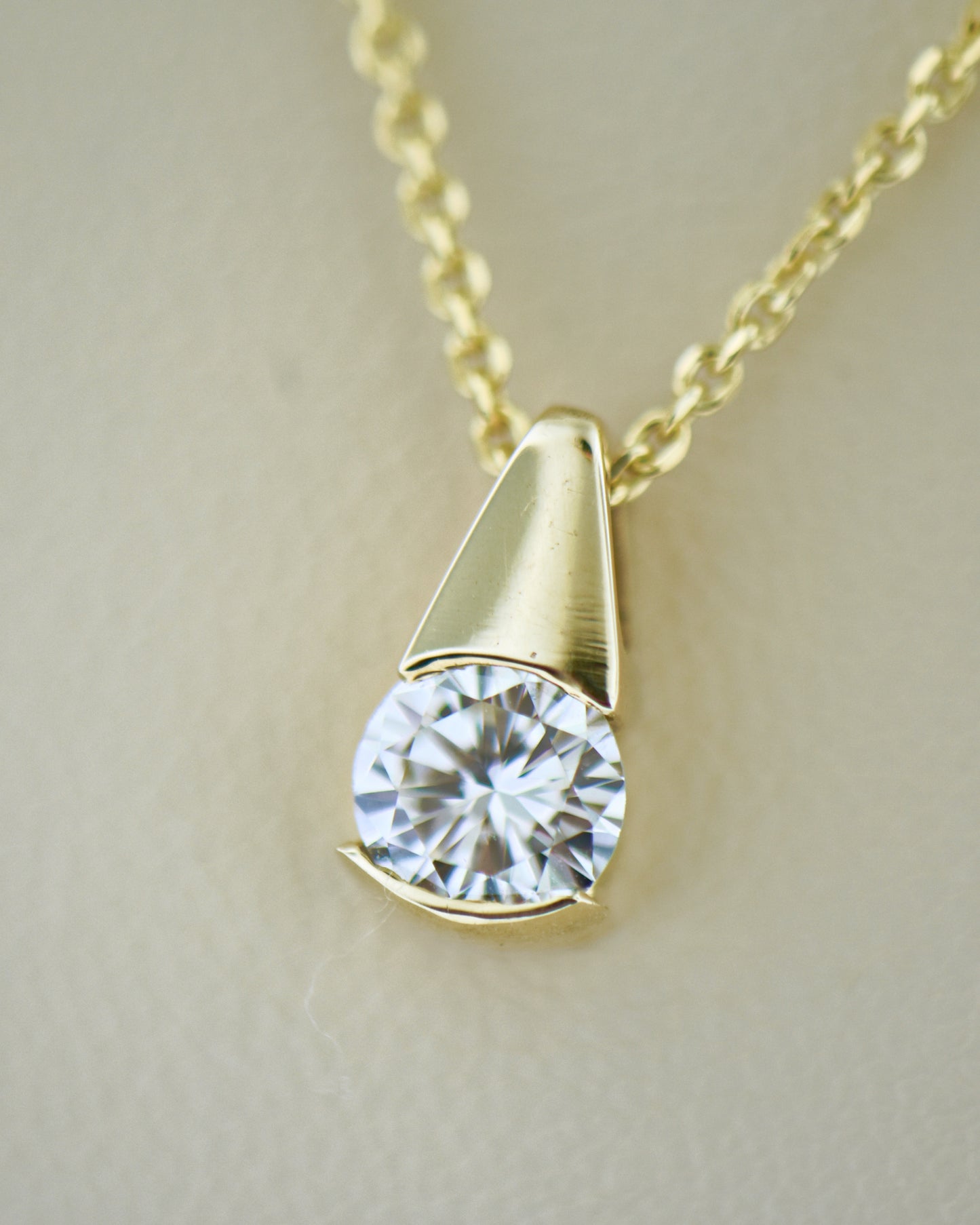 Round Diamond Solitaire Pendant in 14k Yellow Gold .85ct