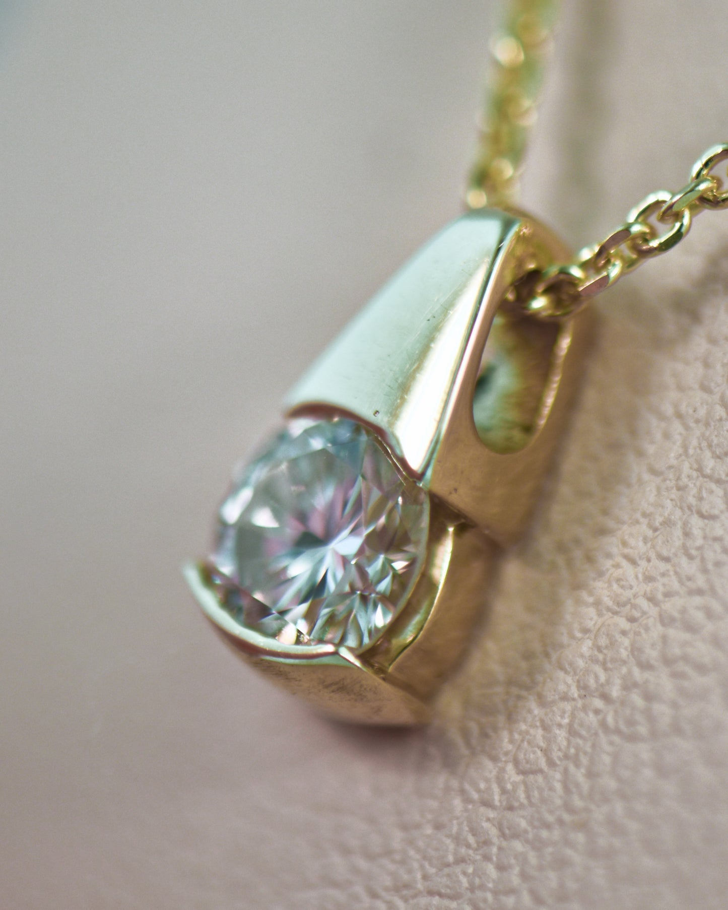 Round Diamond Solitaire Pendant in 14k Yellow Gold .85ct
