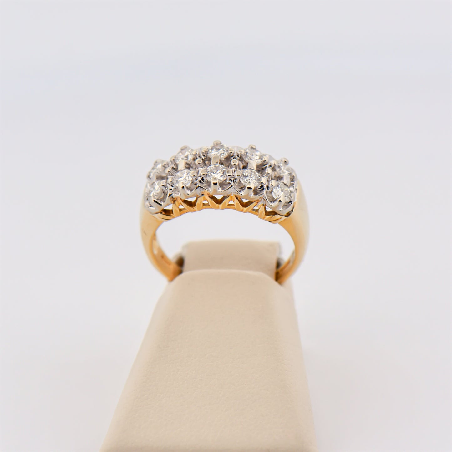 Vintage Two-Row Diamond Ring in Two-Tone Gold
