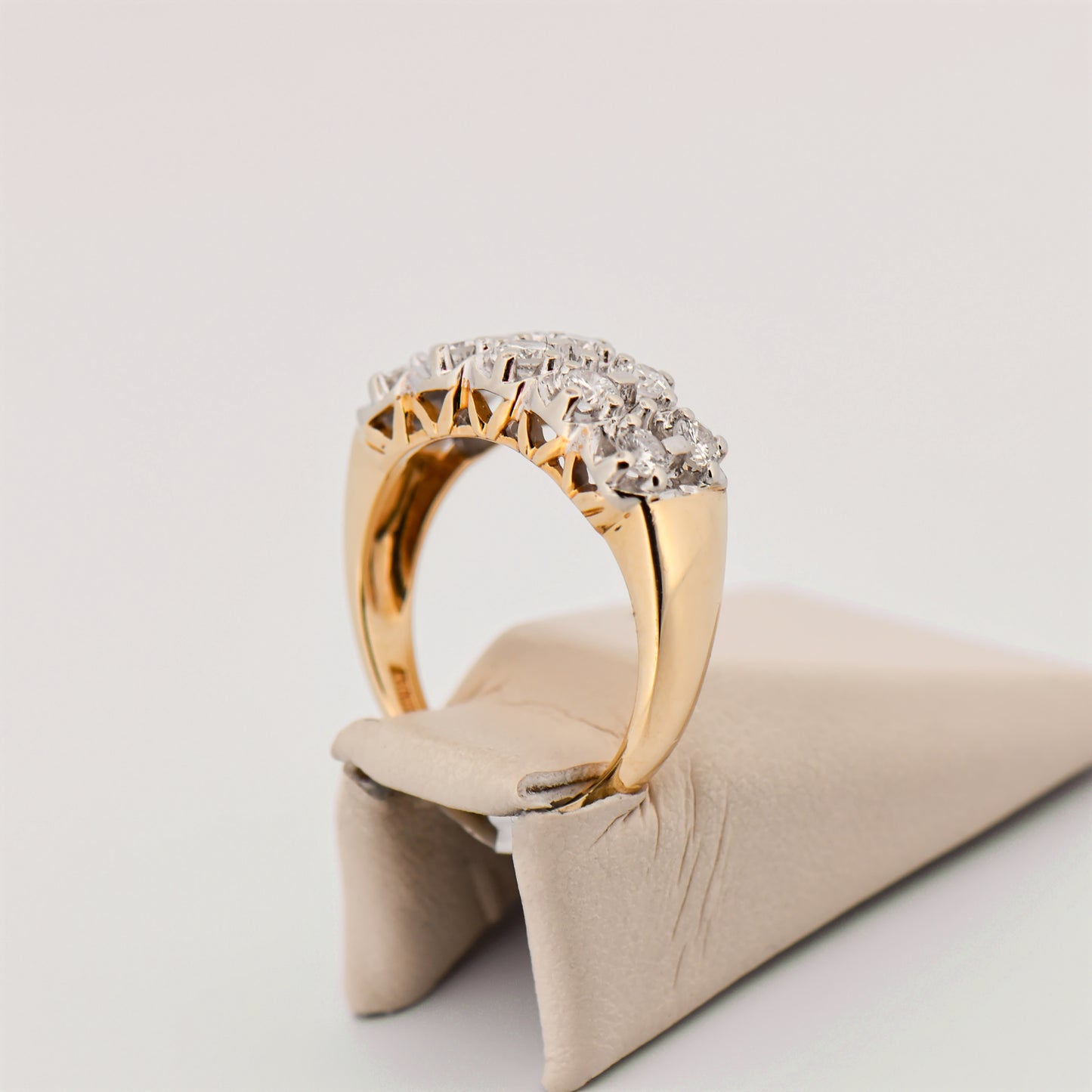 Vintage Two-Row Diamond Ring in Two-Tone Gold