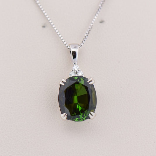 Two-Tone Green Tourmaline & Diamond Pendant