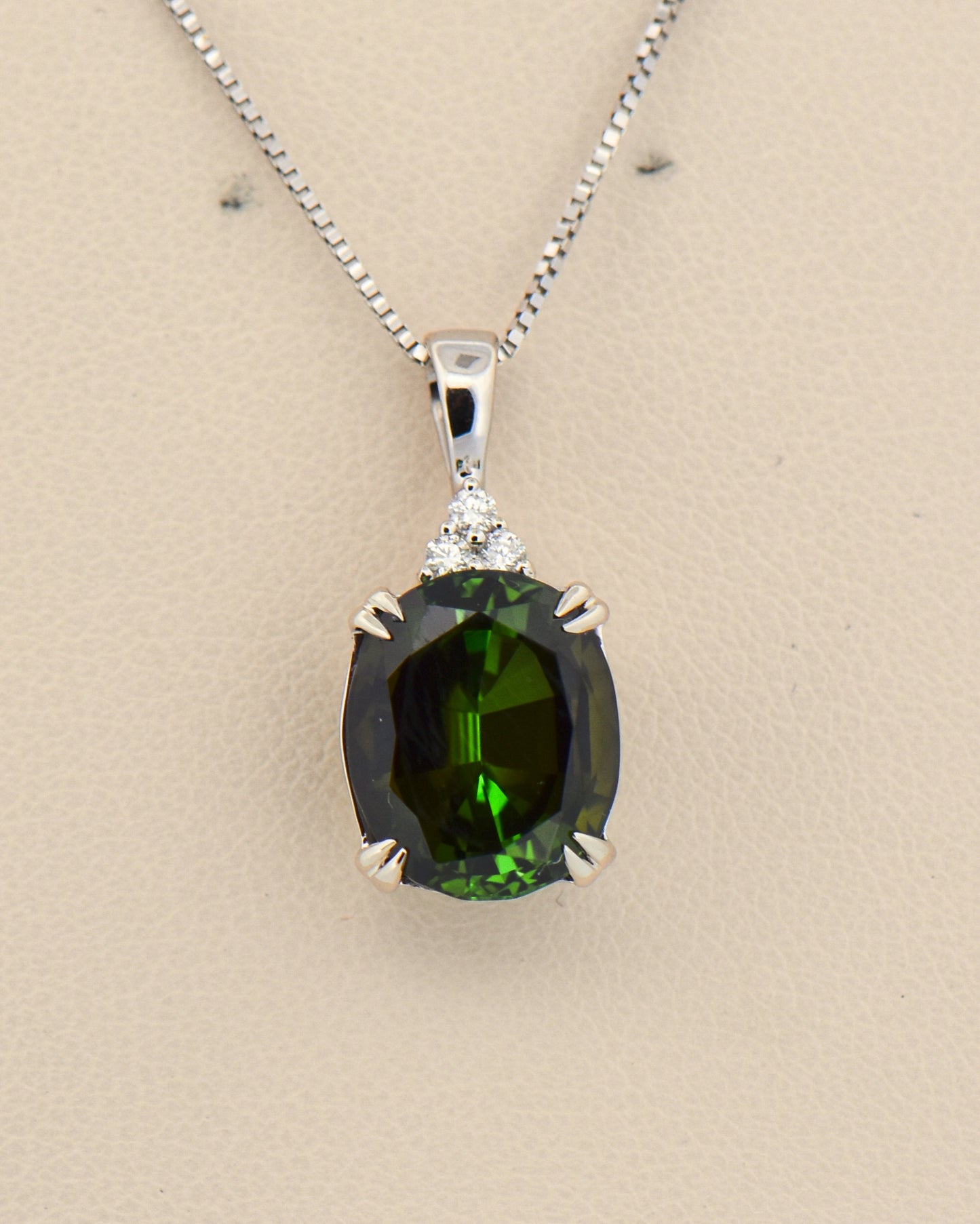 Two-Tone Green Tourmaline & Diamond Pendant
