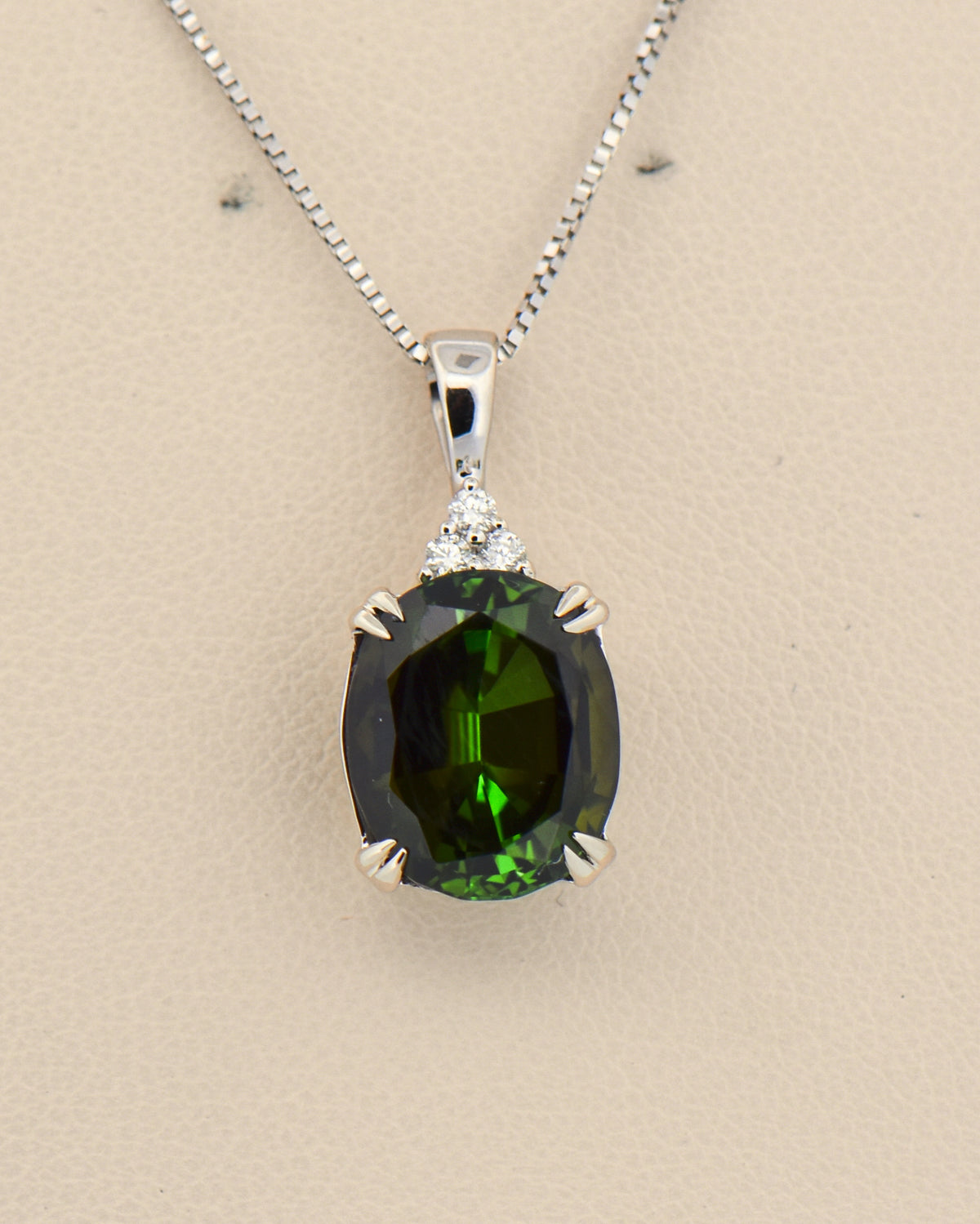 Two-Tone Green Tourmaline & Diamond Pendant