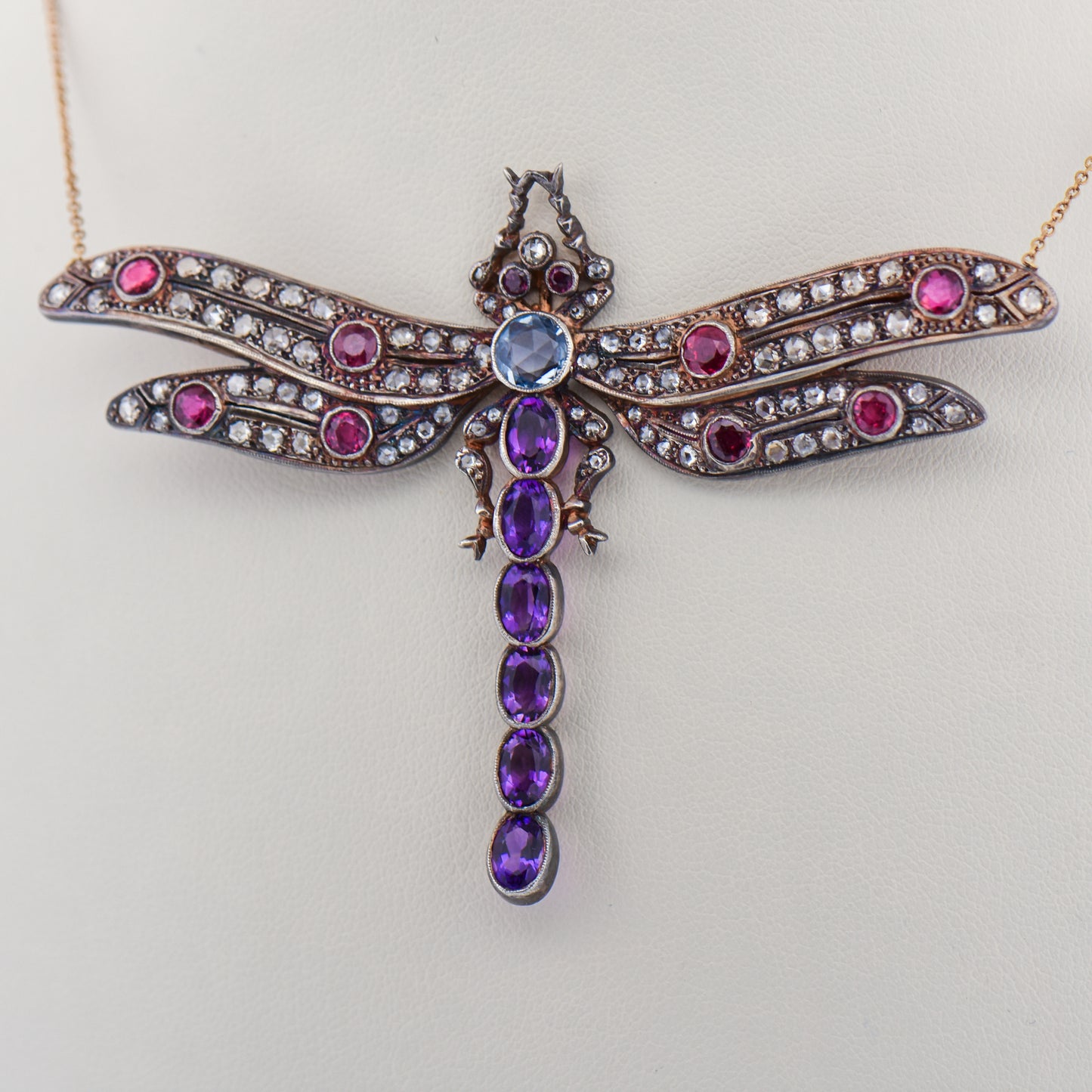 Vintage Dragonfly Pendant with Multigem Accents