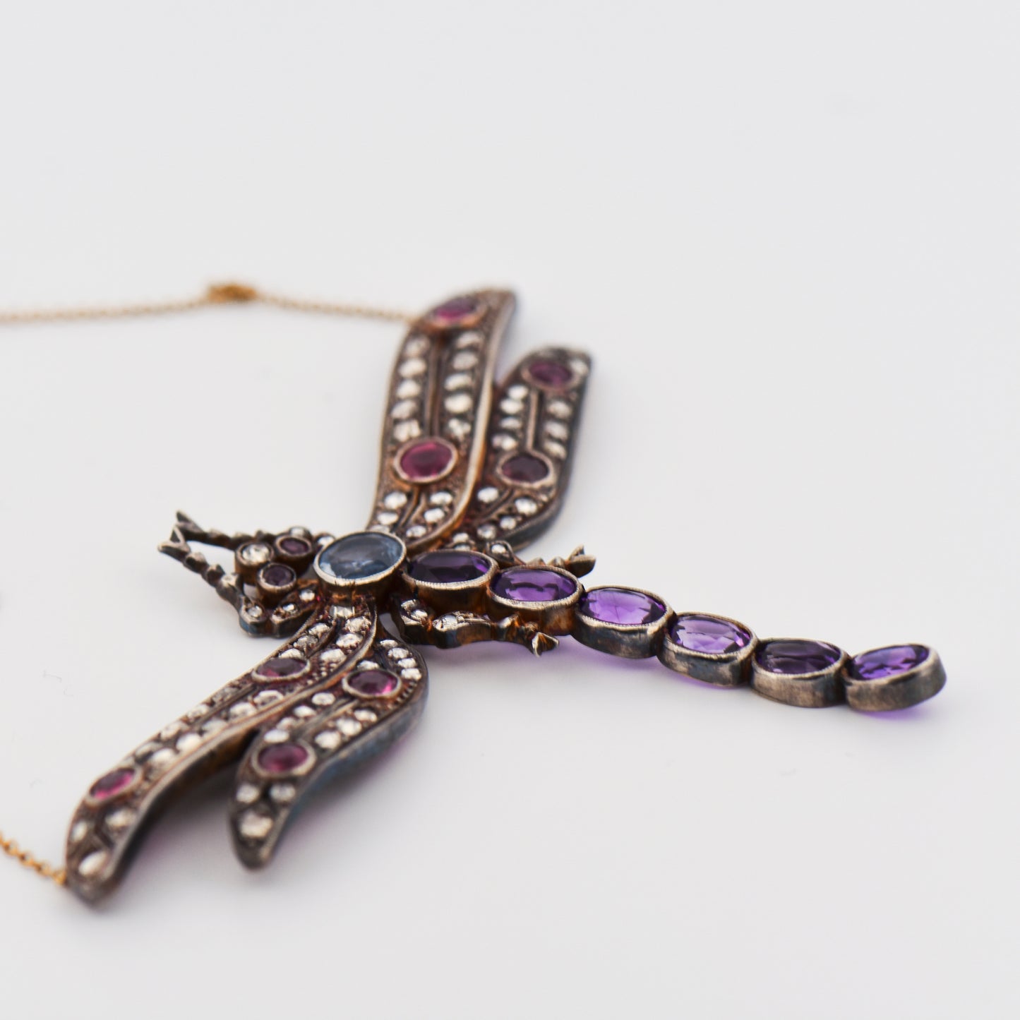 Vintage Dragonfly Pendant with Multigem Accents