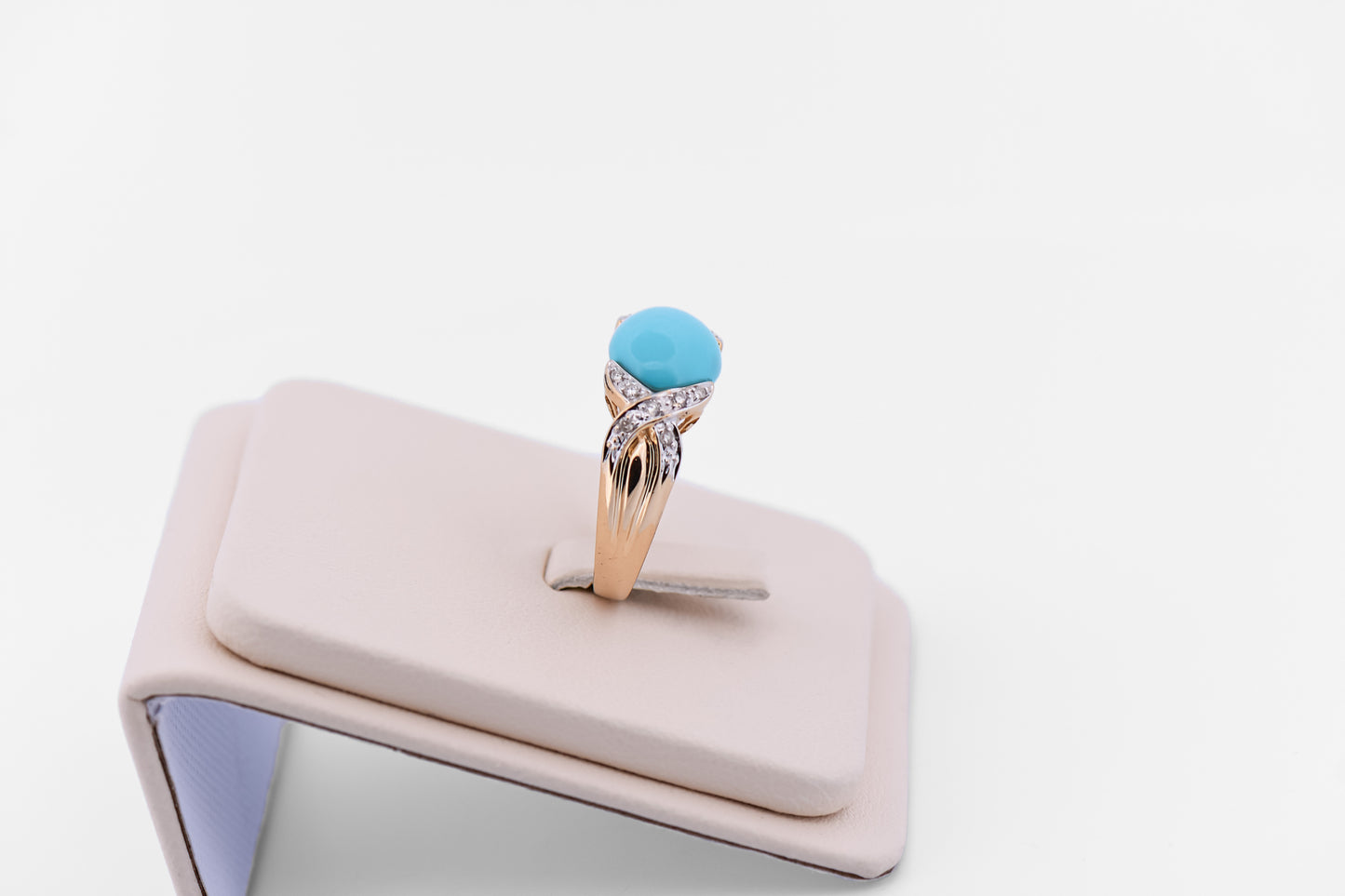 East-West Blue Turquoise and Diamond Ring