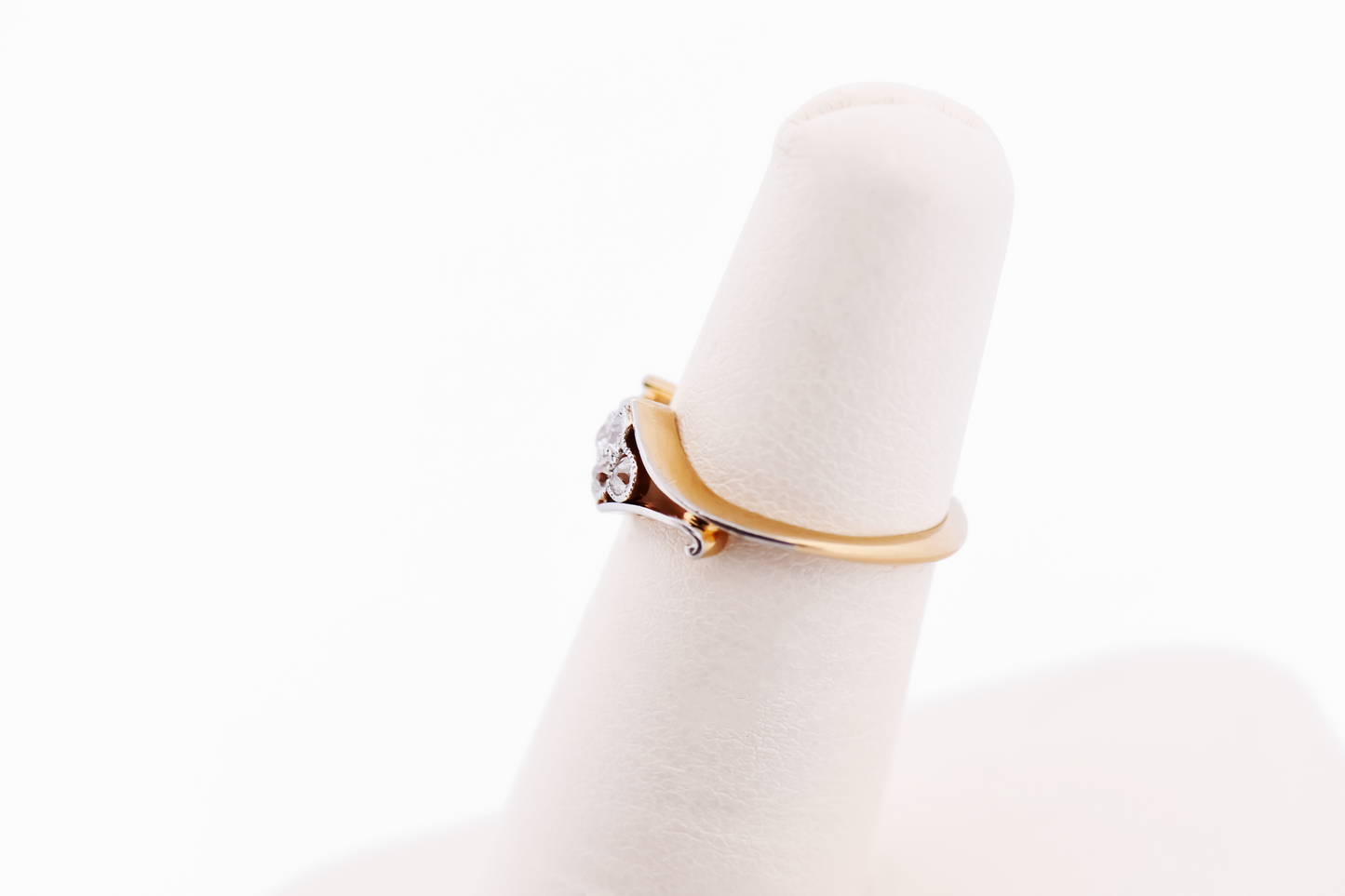 Edwardian Diamond Cluster Wedding Band in Platinum Topped Yellow Gold