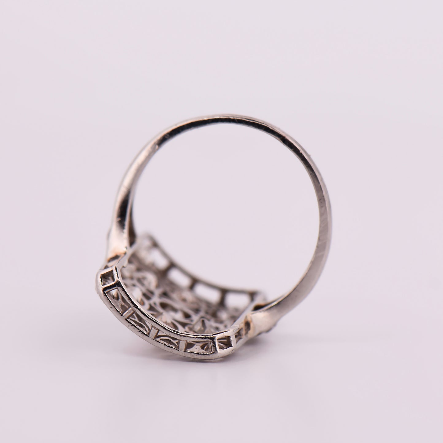 Edwardian Platinum & Diamond Filigree Cluster Ring