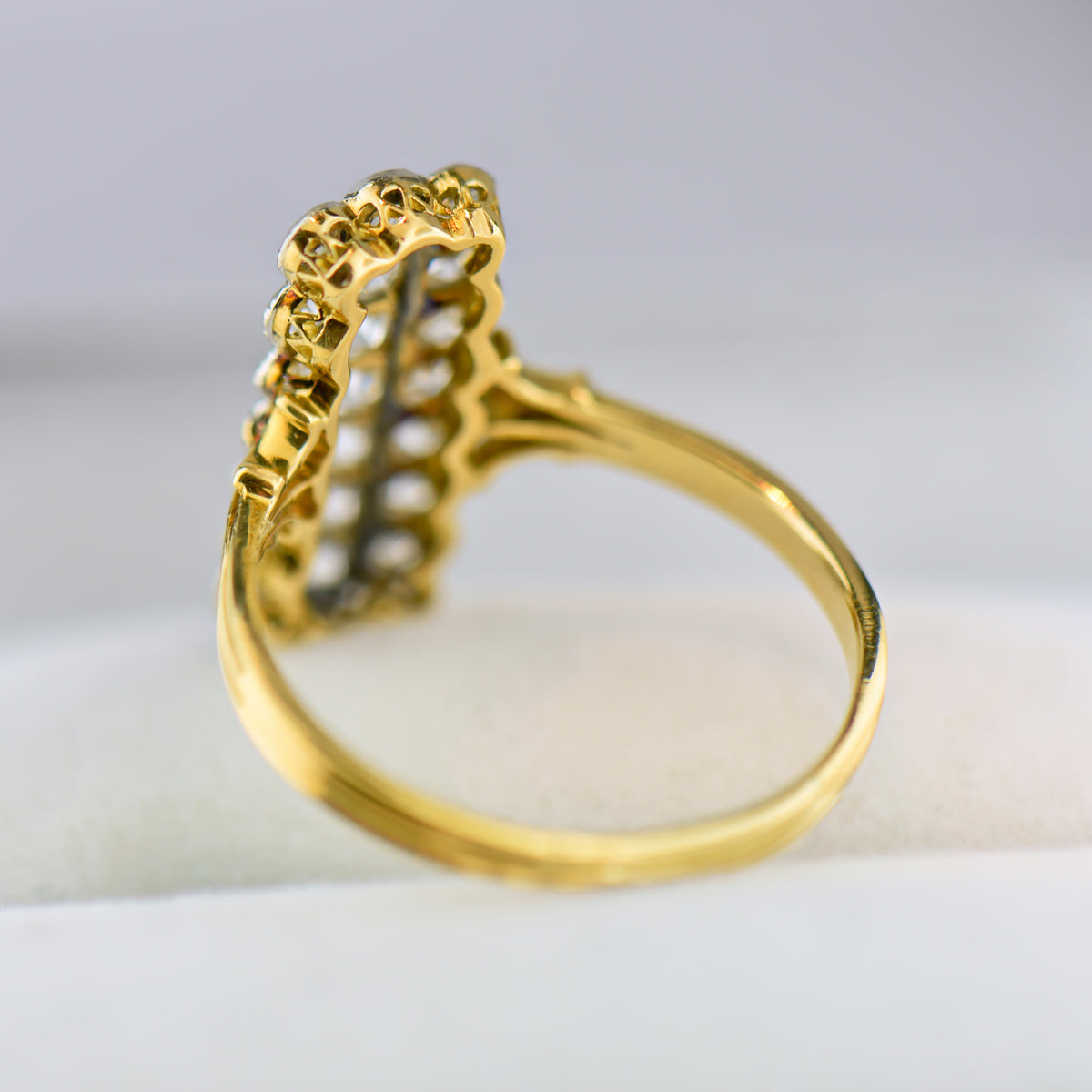 Edwardian Rectangular Diamond Cluster Ring in 18K Gold