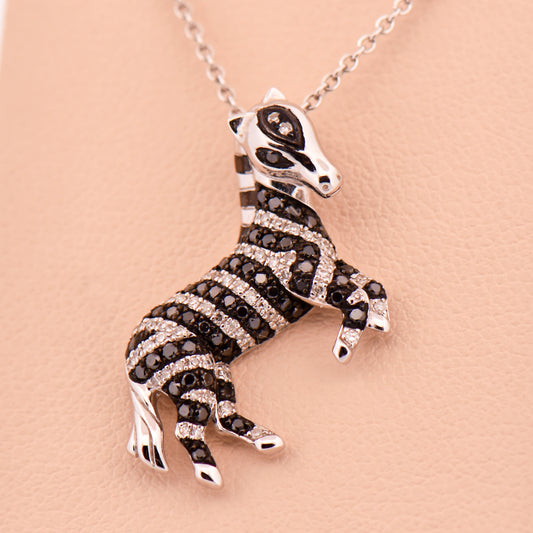 Effy Zebra Pendant with White & Black Diamonds