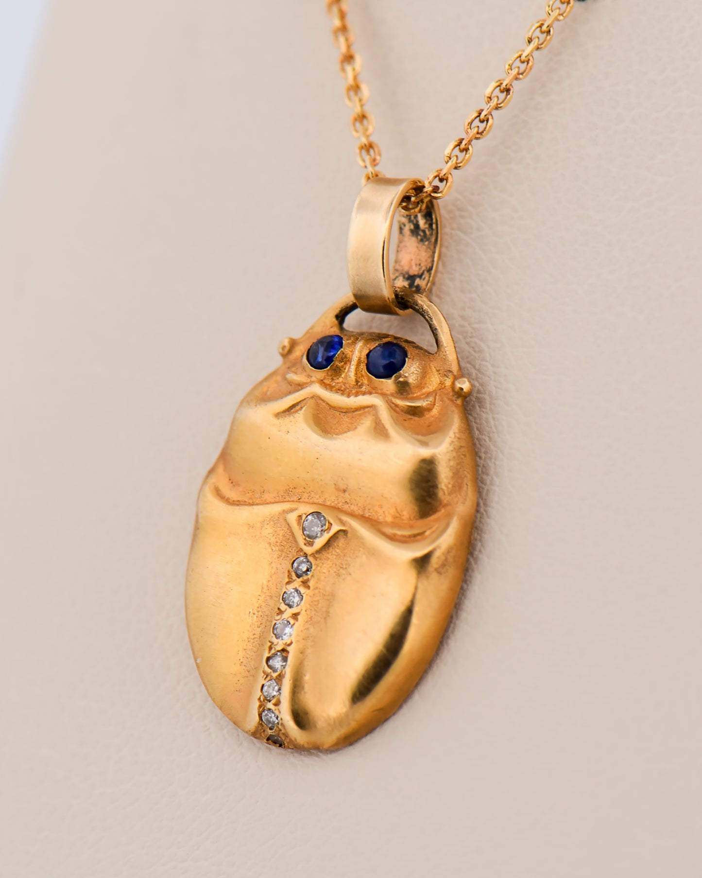 Egyptian Good Luck Gold Gem-Set Scarab Pendant