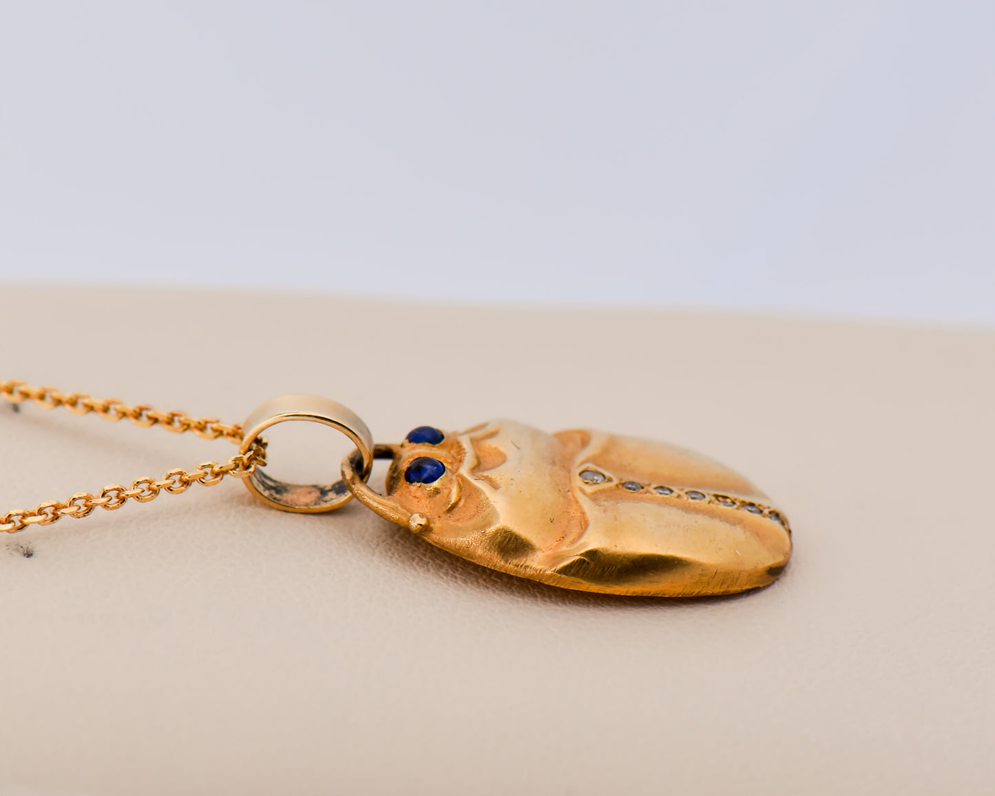 Egyptian Good Luck Gold Gem-Set Scarab Pendant