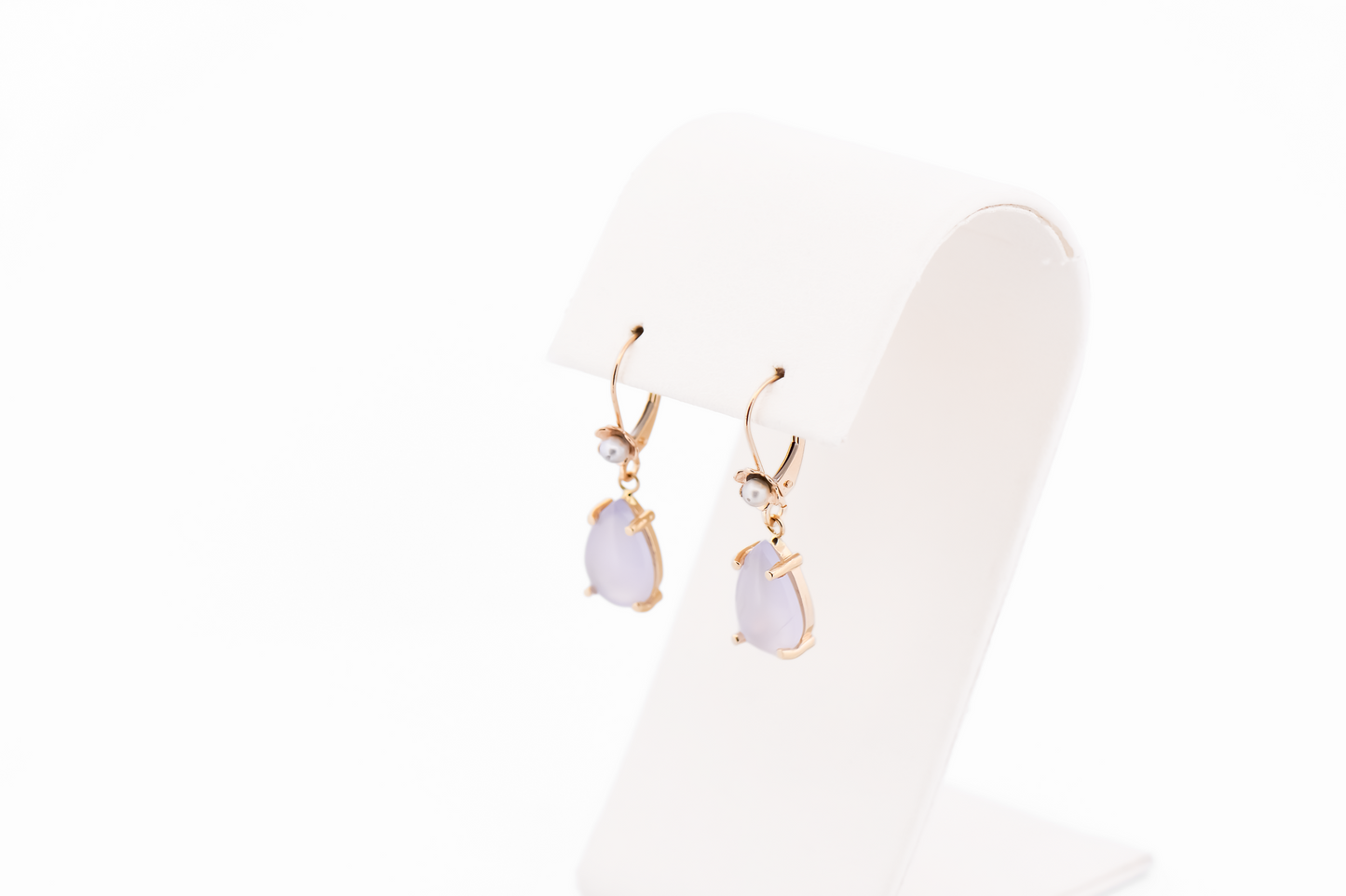 Ellensburg Blue Agate Drop Earrings in 14k Gold with Pearl Accents