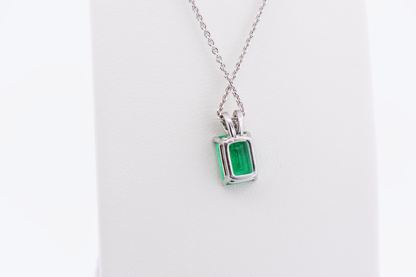 Emerald Cut Emerald Solitaire Pendant - Top Quality
