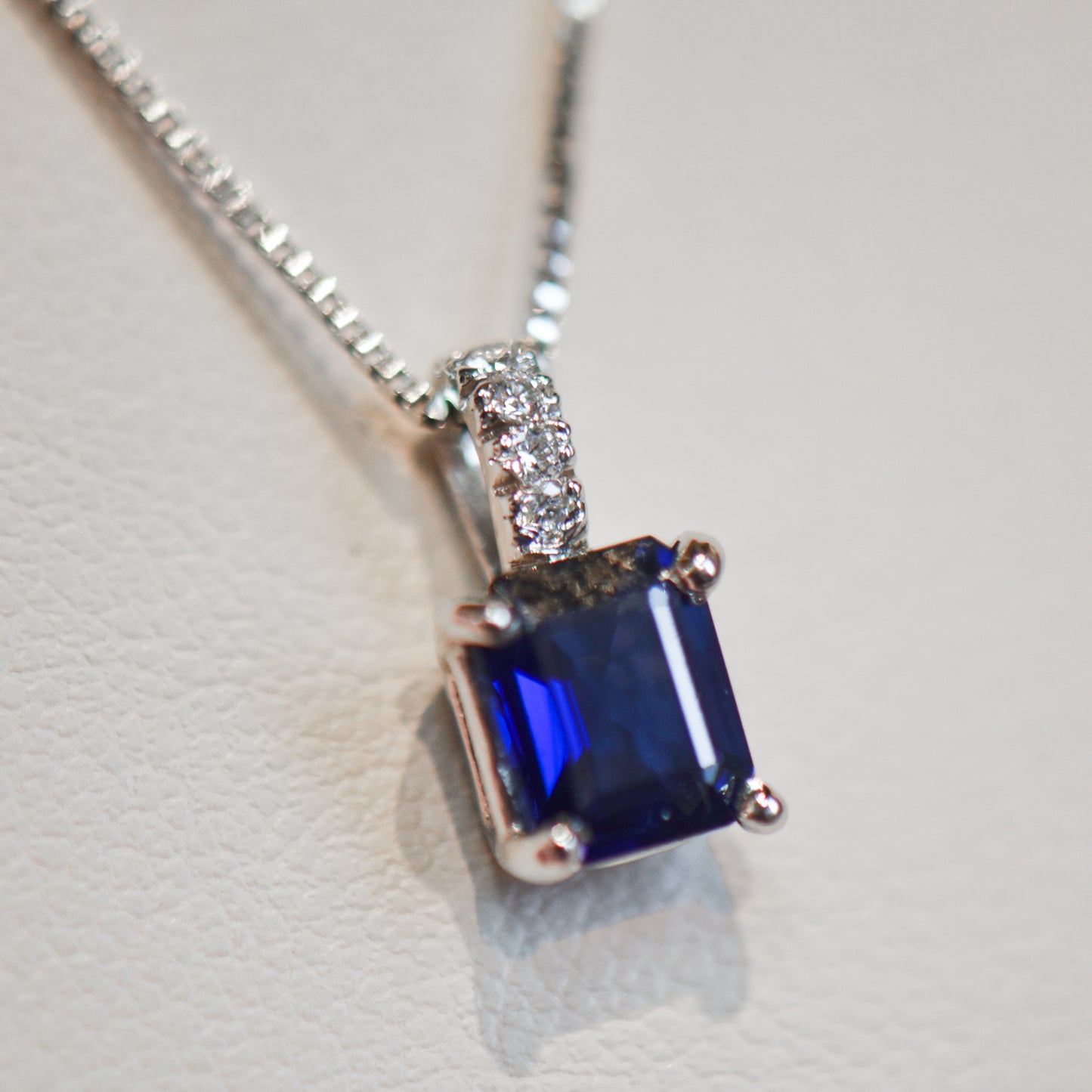 Emerald Cut Royal Blue Sapphire Pendant