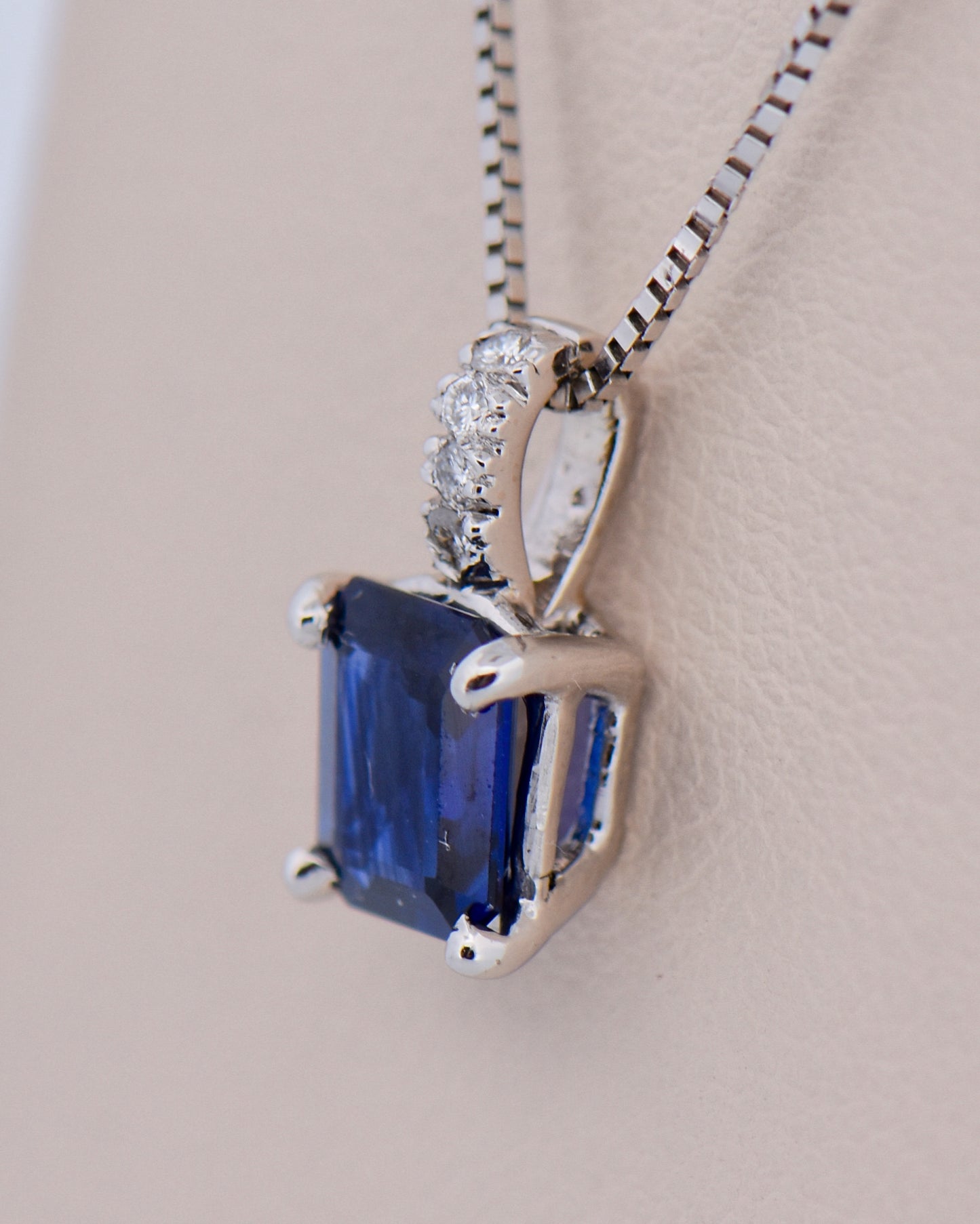 Emerald Cut Royal Blue Sapphire Pendant