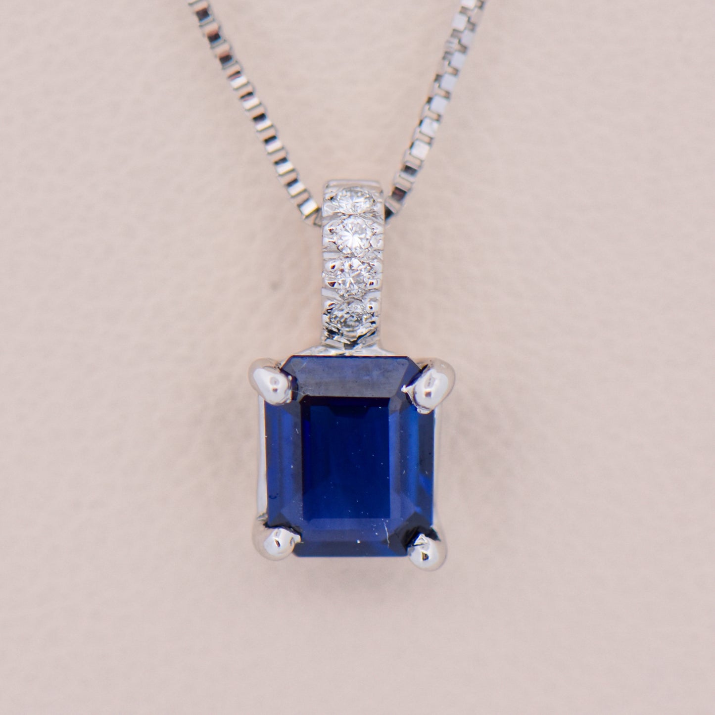 Emerald Cut Royal Blue Sapphire Pendant