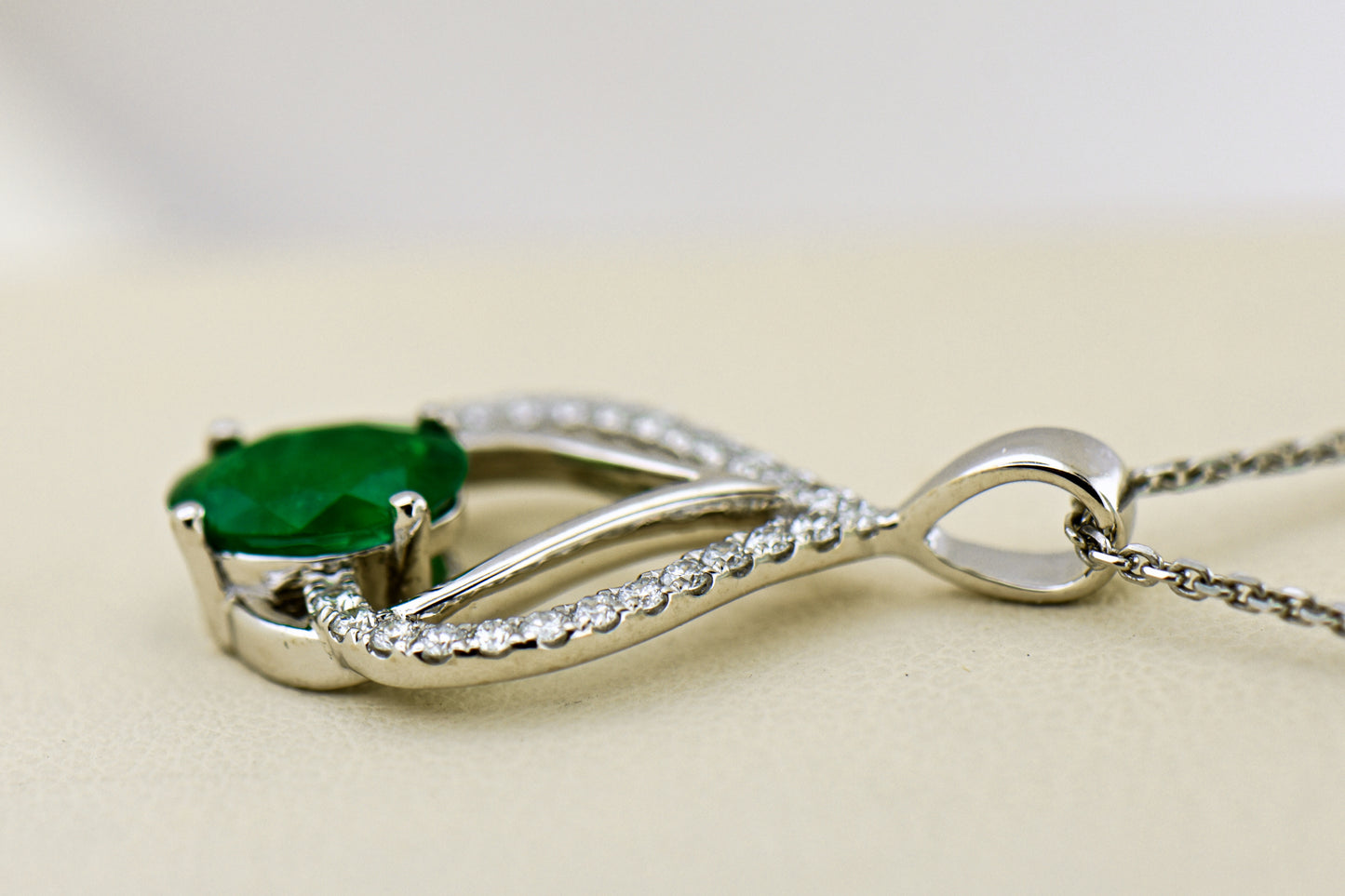 Custom Zambian Emerald & Diamond Pendant