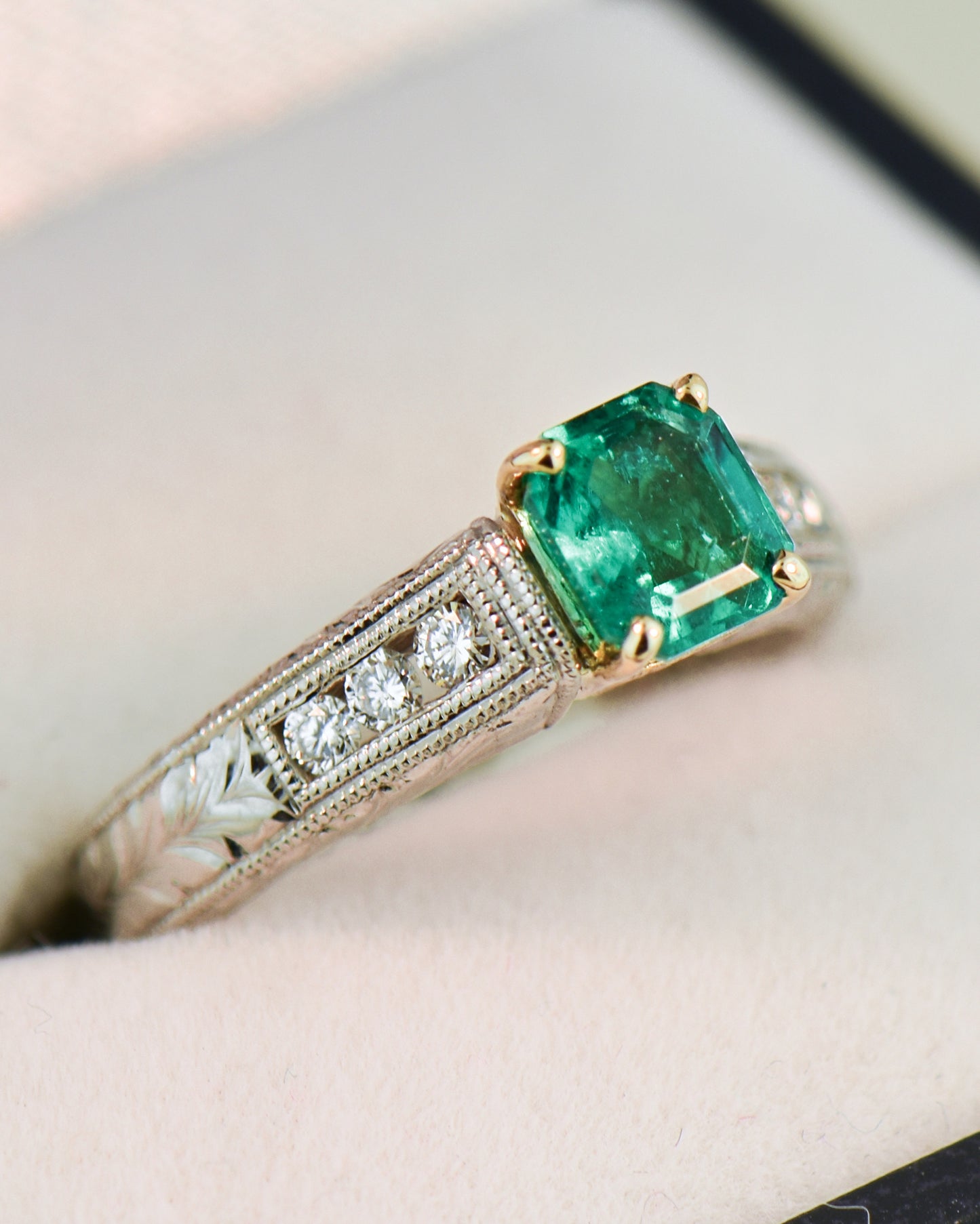 Gem Colombian Emerald & Diamond Ring