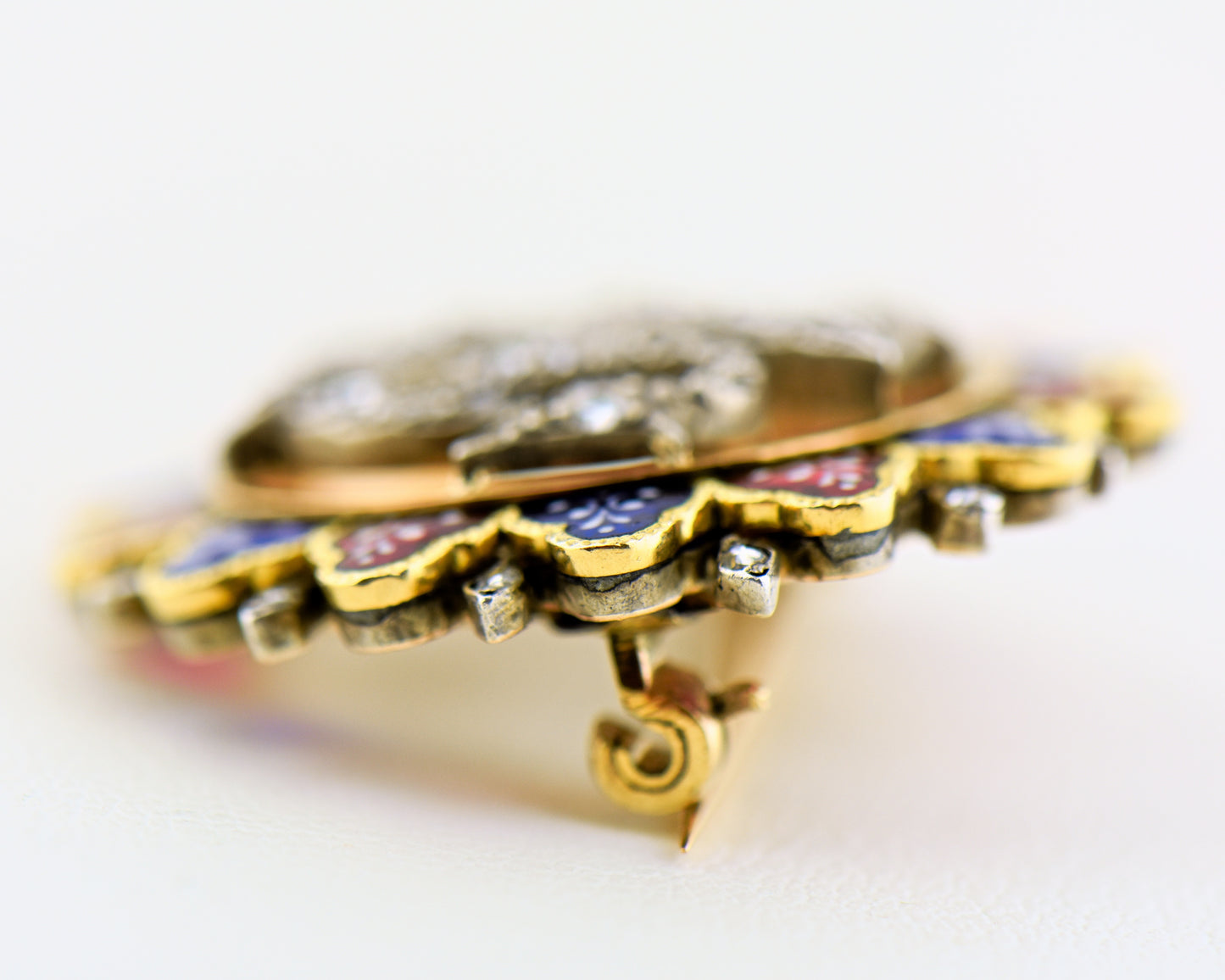 Antique Enamel & Diamond Welsh Dragon Brooch