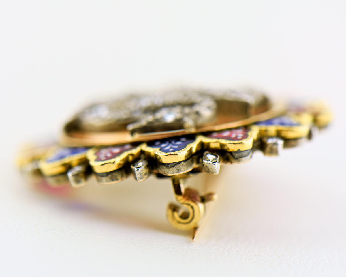 Antique Enamel & Diamond Welsh Dragon Brooch
