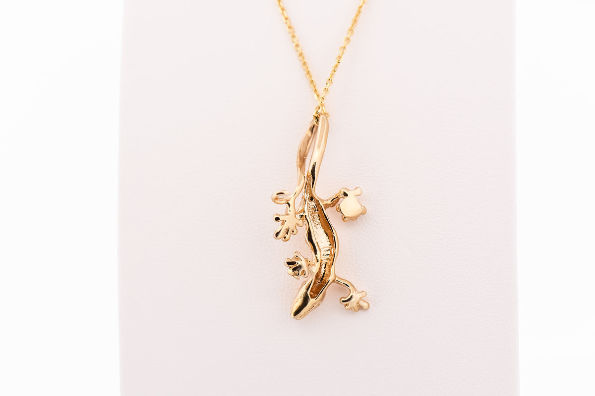 Estate 14k Yellow Gold Gecko Pendant