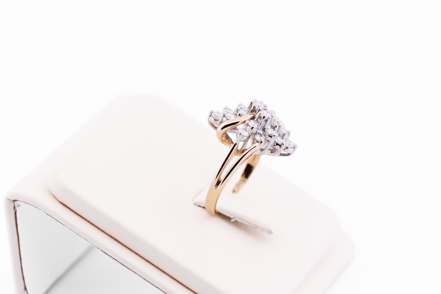Estate Diamond Cluster Waterfall Ring in Yellow Gold