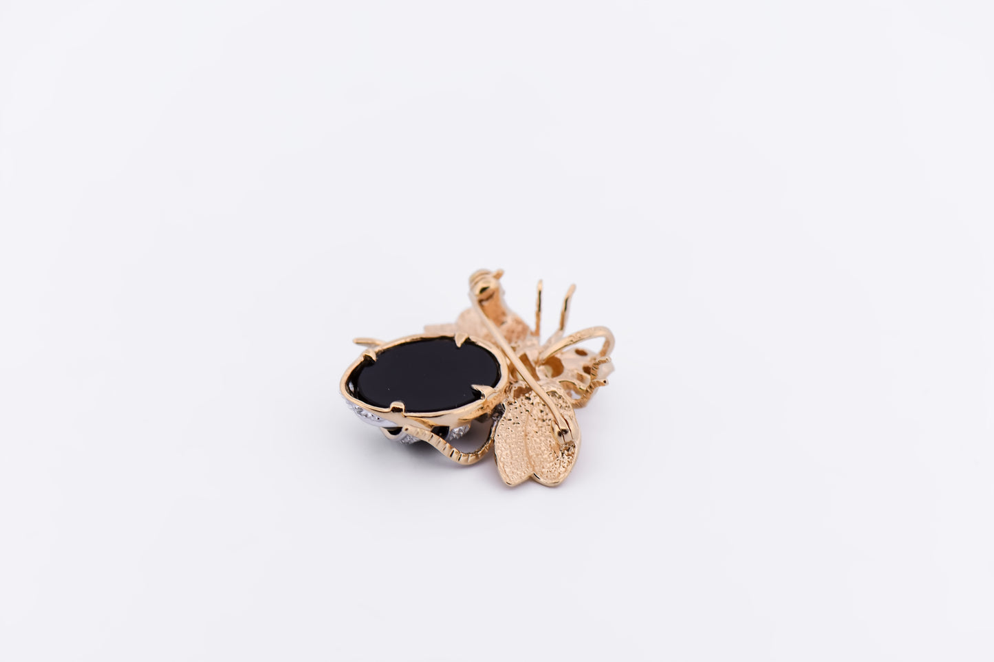 Estate Bumble Bee Pendant Pin Combo with Onyx, Citrine & Diamonds