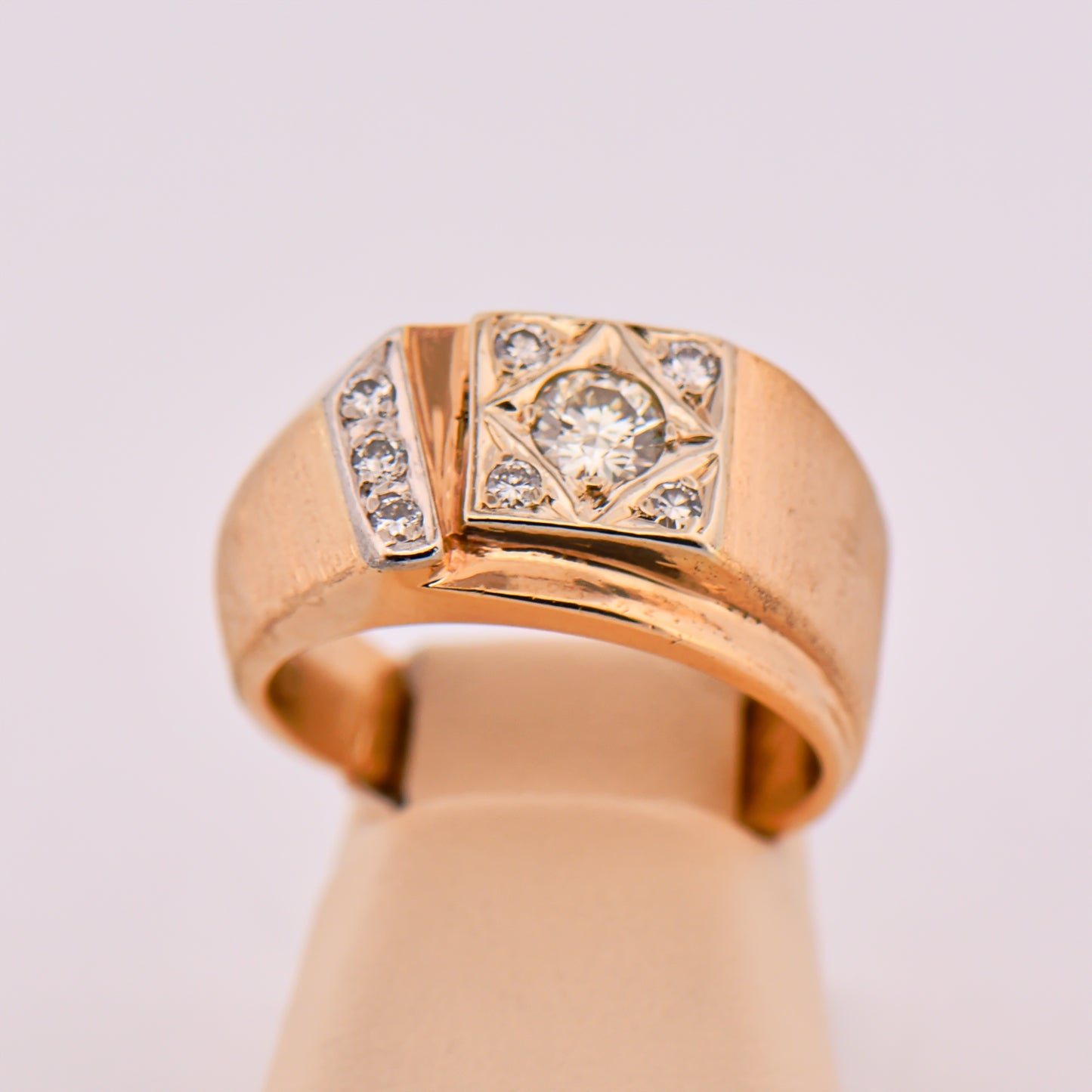 Estate Custom Gents Diamond Pinky Ring by Larry Rocz