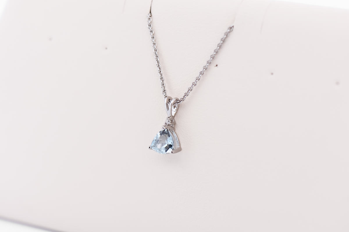 Estate Dainty Trillion Aquamarine Pendant