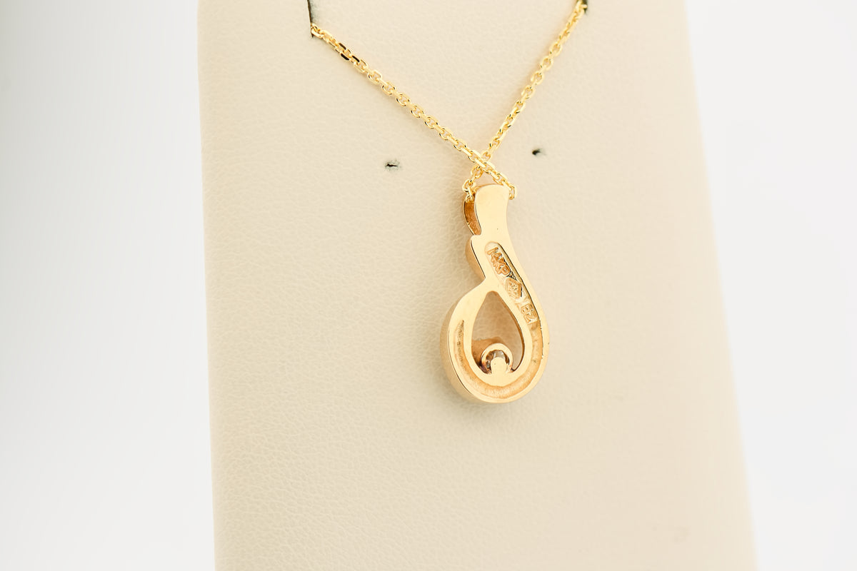 Estate Diamond Swirl Pendant in 14k Yellow Gold