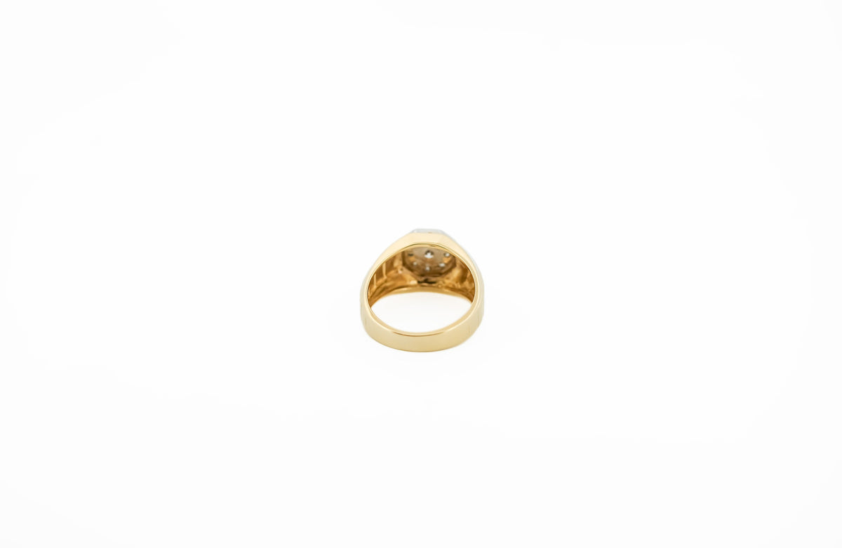 Estate Gold Gents Ring with Octagonal Diamond Cluster