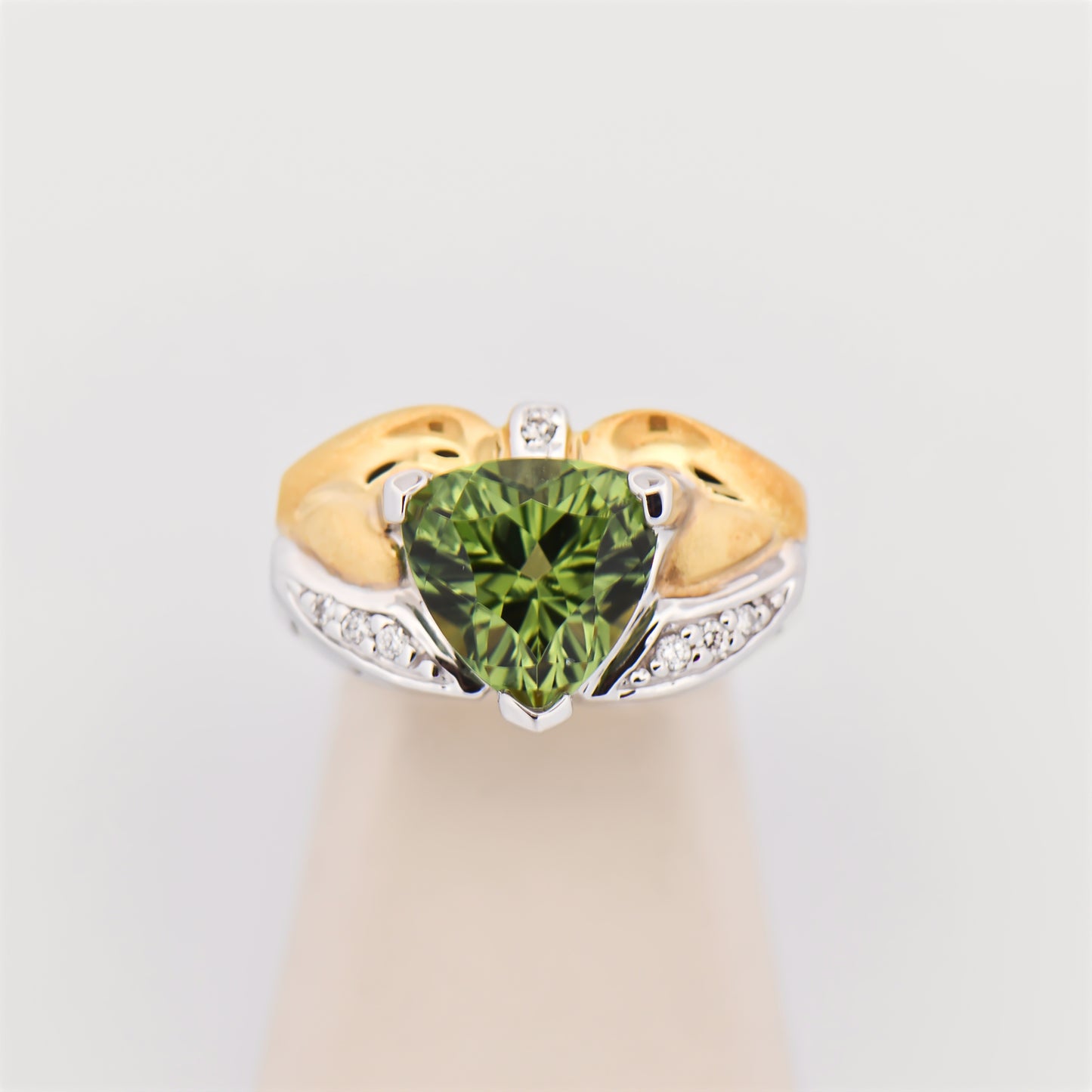 Estate Green Tourmaline Ring in Two-Tone Gold