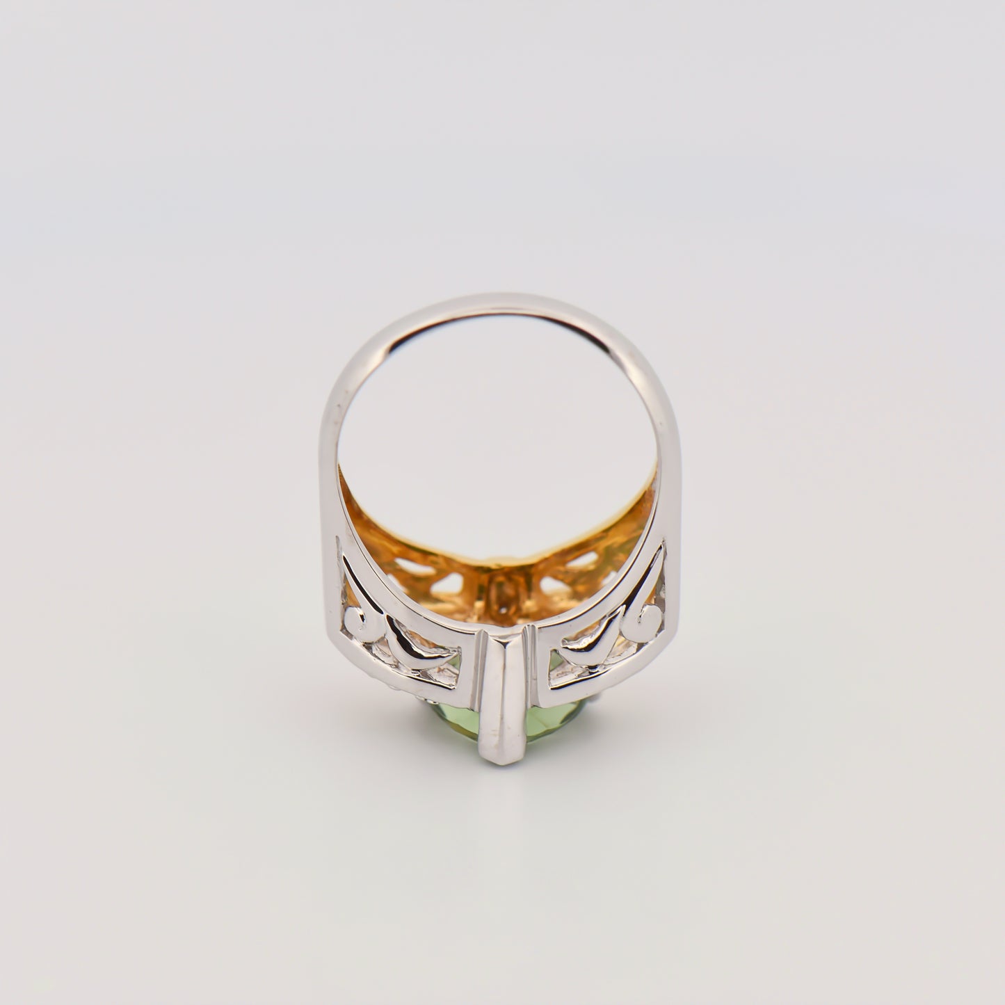 Estate Green Tourmaline Ring in Two-Tone Gold