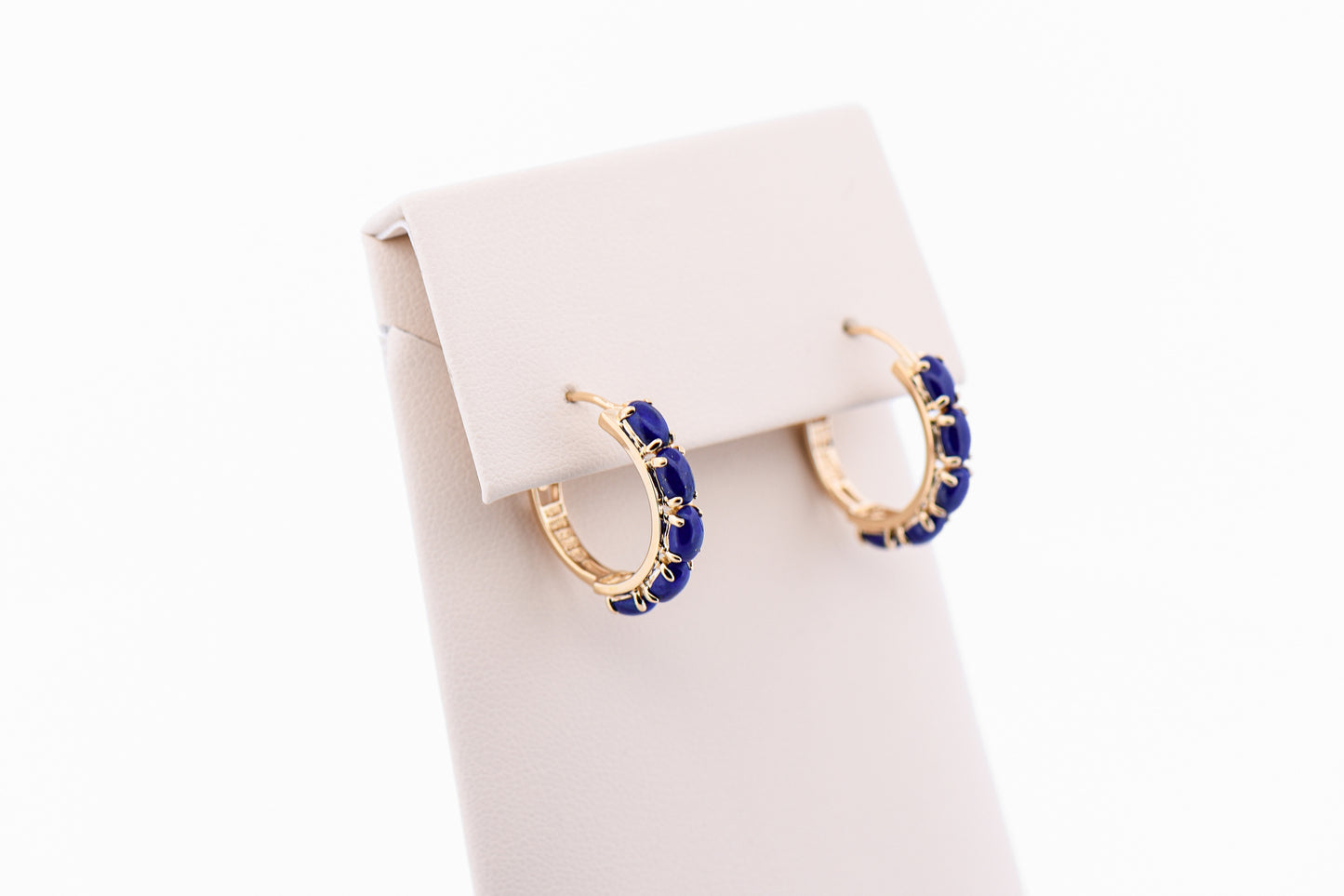 Estate Lapis Lazuli Hoops in Yellow Gold