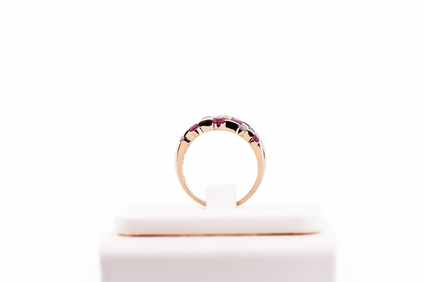Estate Low-Profile Ruby & Diamond Wide Band Ring